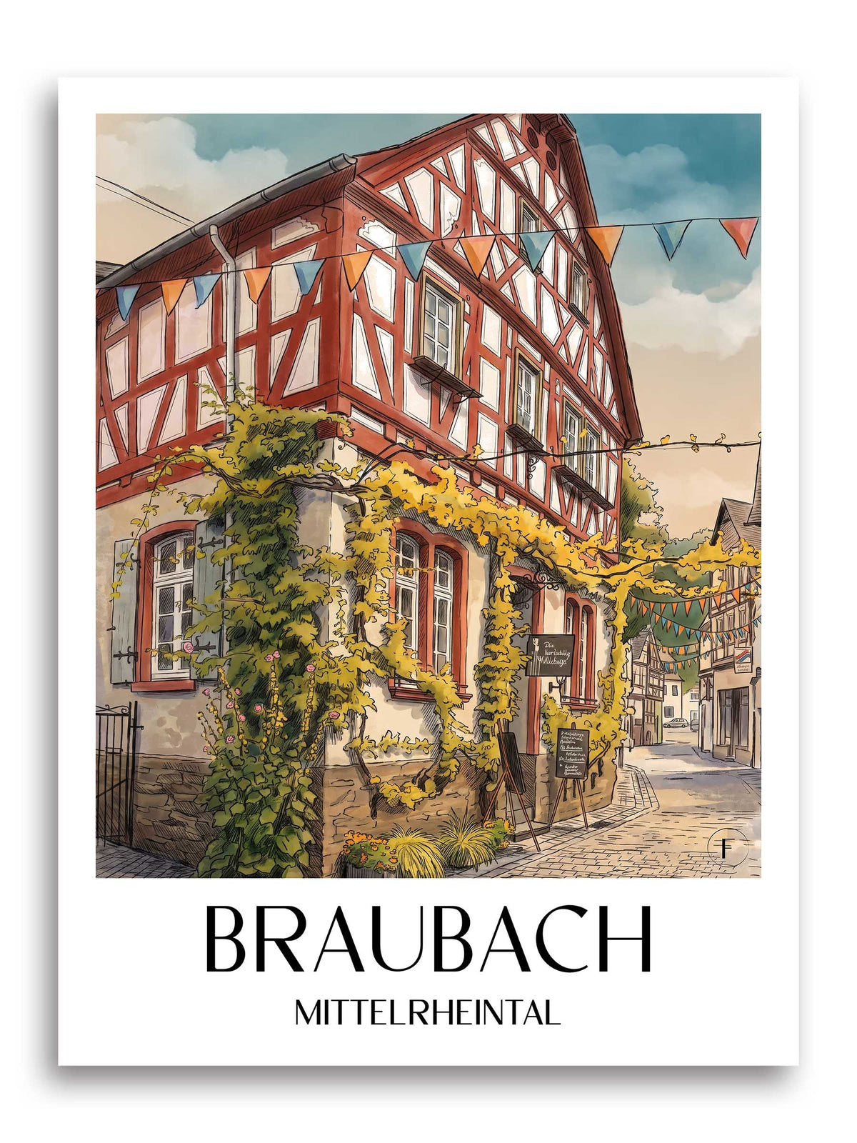 braubach-mittelrheintal-deutschland-poster-aquarell