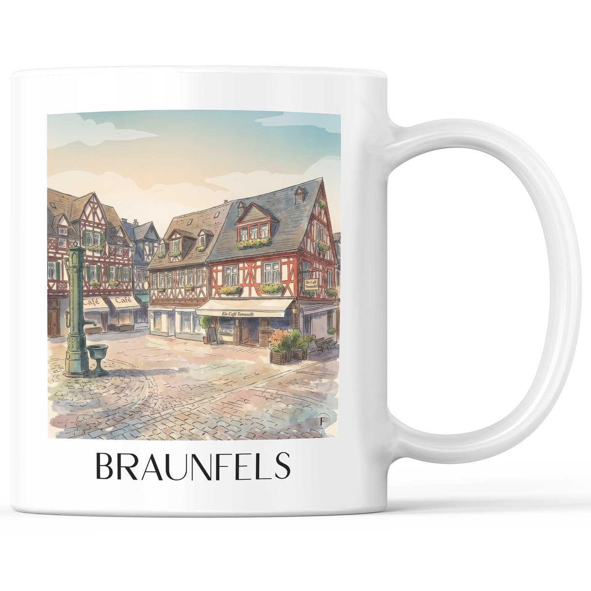 Braunfels Kaffeebecher - Hessen - Deutschland Becher - Kaffeetasse im Aquarell Stil - favplace
