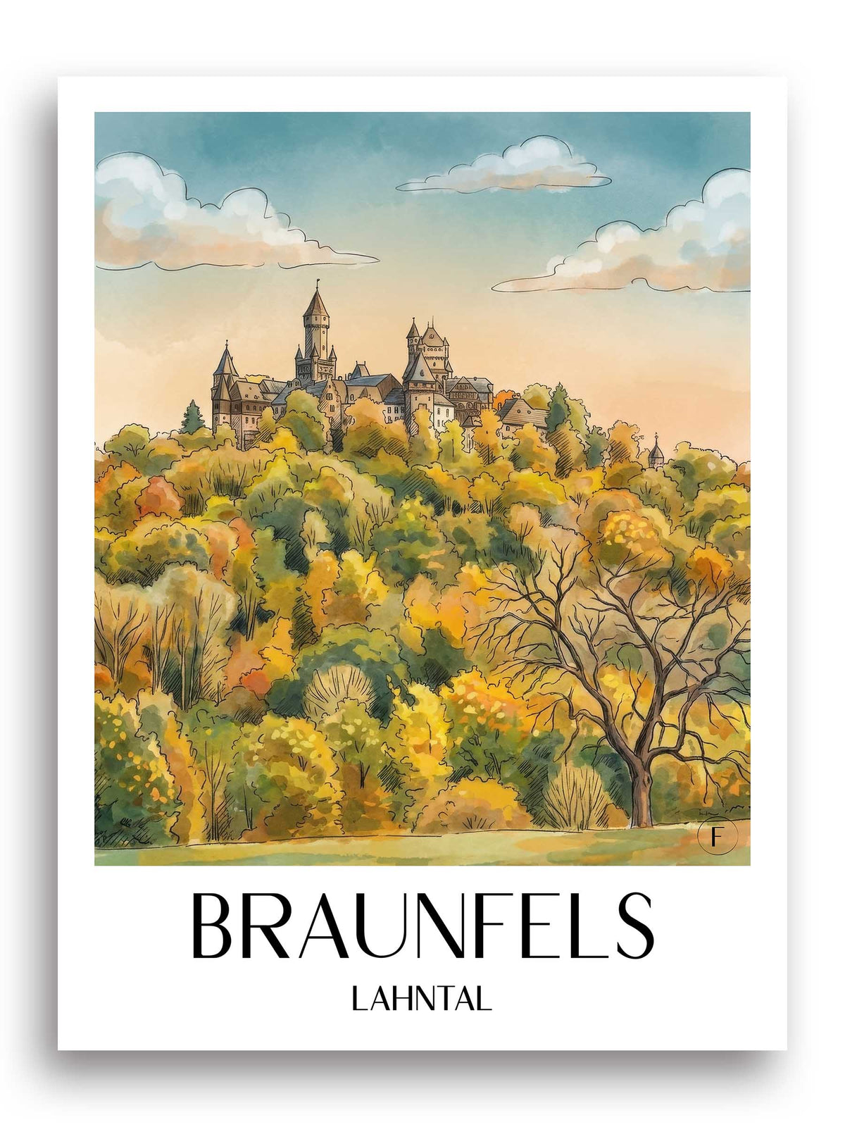 braunfels-lahntal-deutschland-poster-aquarell