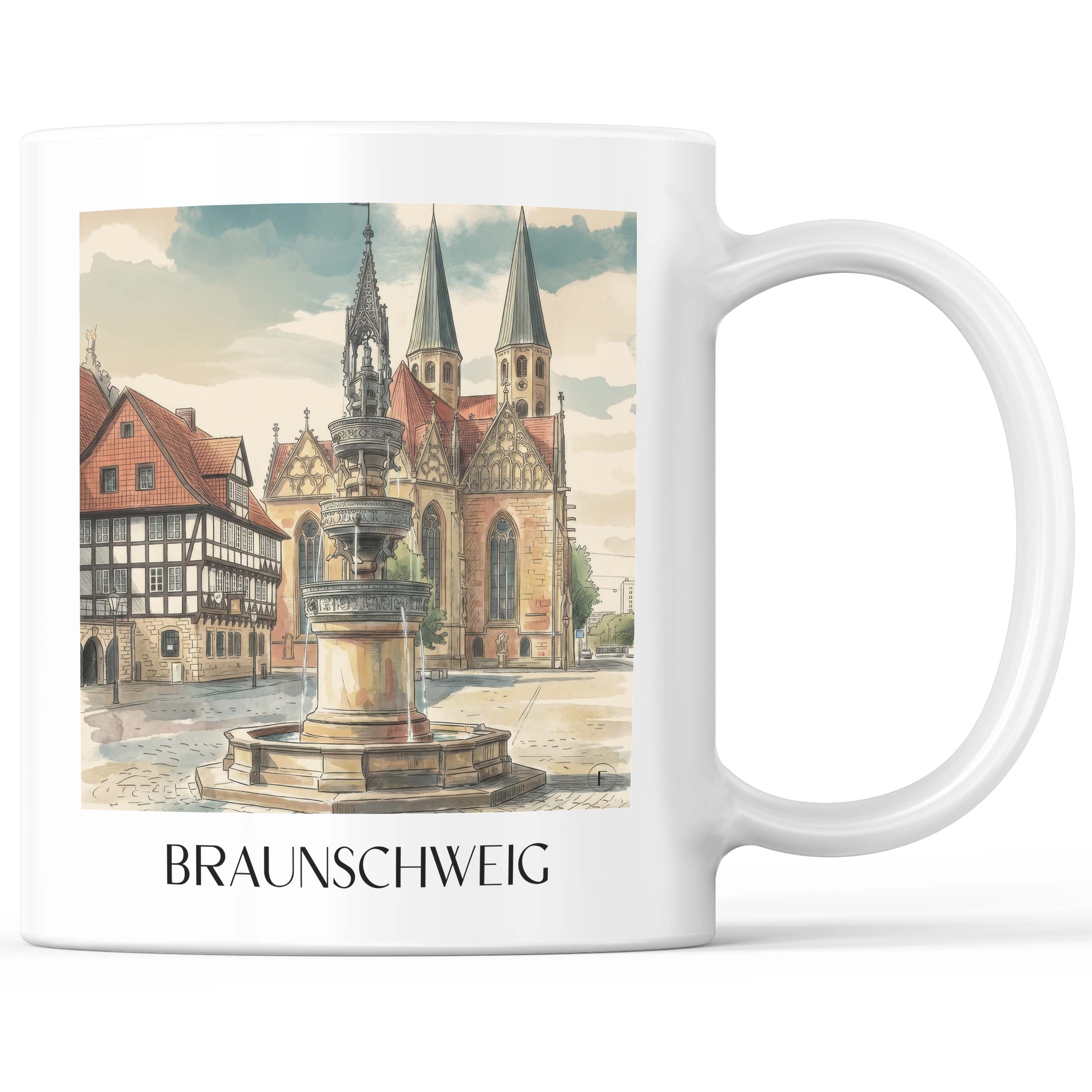 Braunschweig - Deutschland Becher - Kaffeetasse im Aquarell Stil - favplace