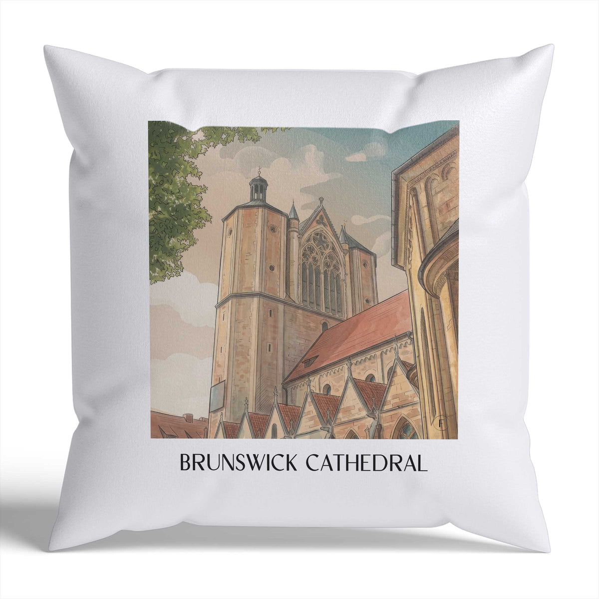 Braunschweiger Dom Kissenhülle - Zierkissen Bezug - Niedersachsen - Deutschland Kissen bzw. Kissenbezug im Aquarell Stil - favplace