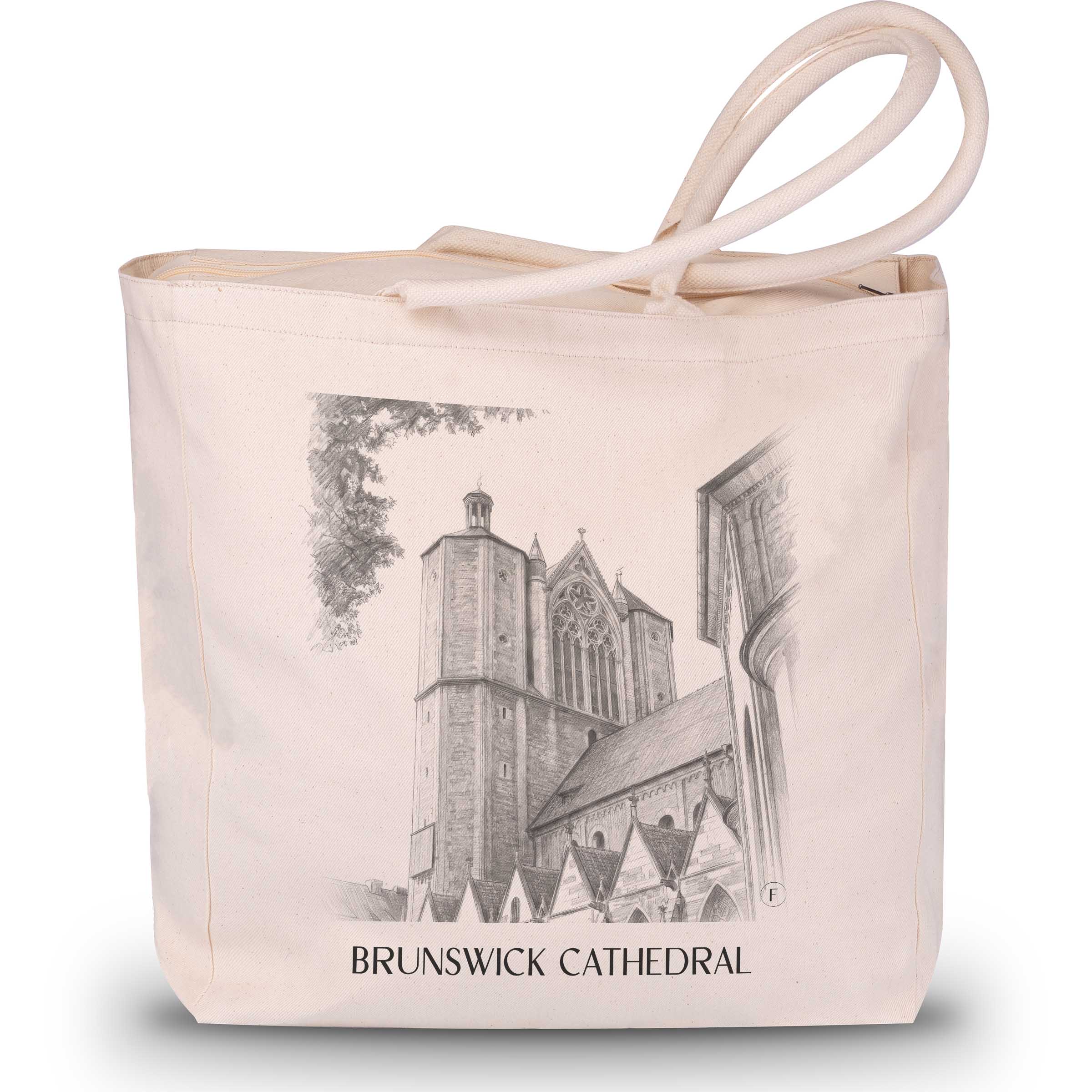 Braunschweig Cathedral Shopping Bag - Lower Saxony - Germany Tote Bag - Drawing Style Shopping Bag