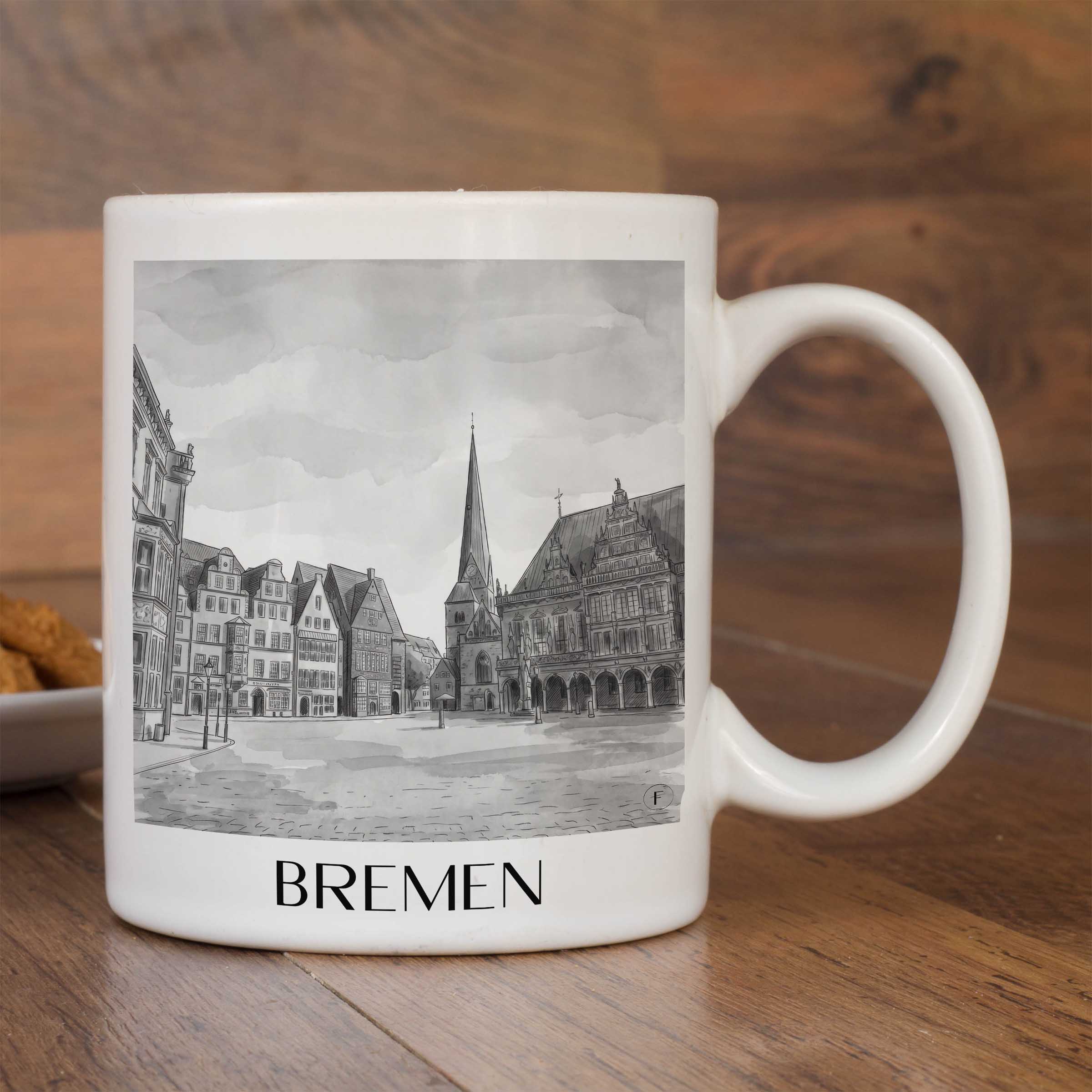 bremen-deutschland-kaffeebecher-aquarell-schwarz-weiss
