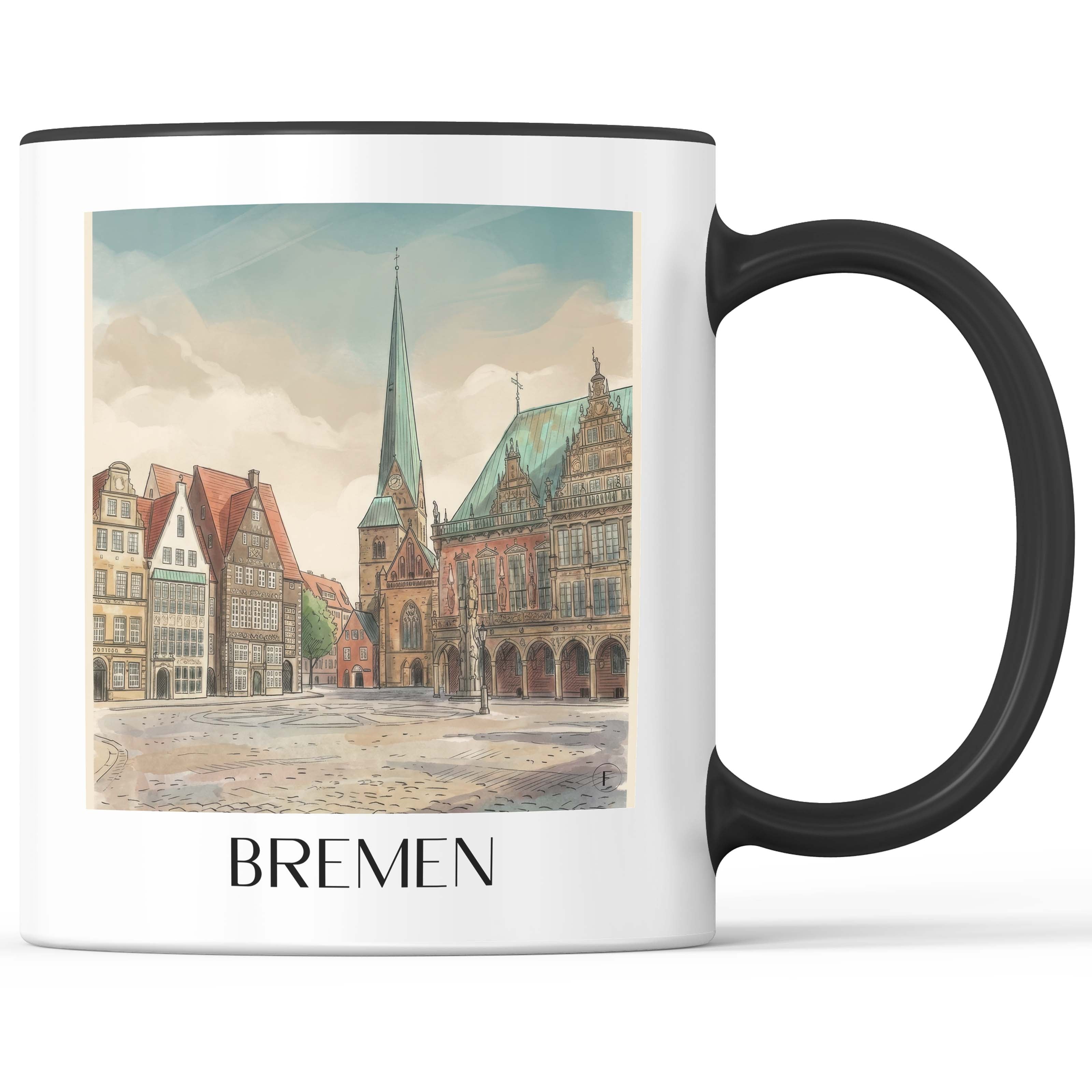 bremen-deutschland-kaffeebecher-aquarell