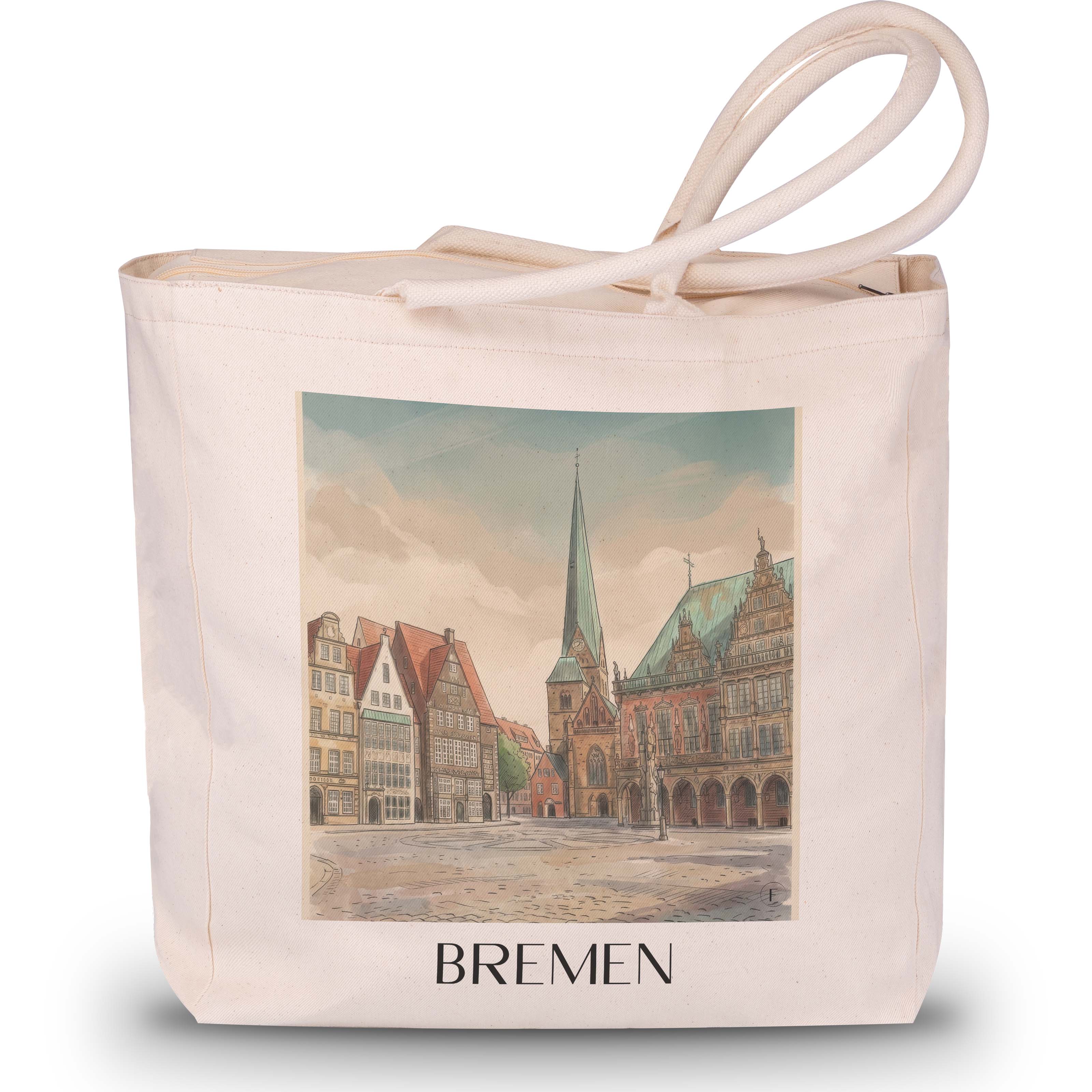 bremen-deutschland-einkaufstasche-aquarell
