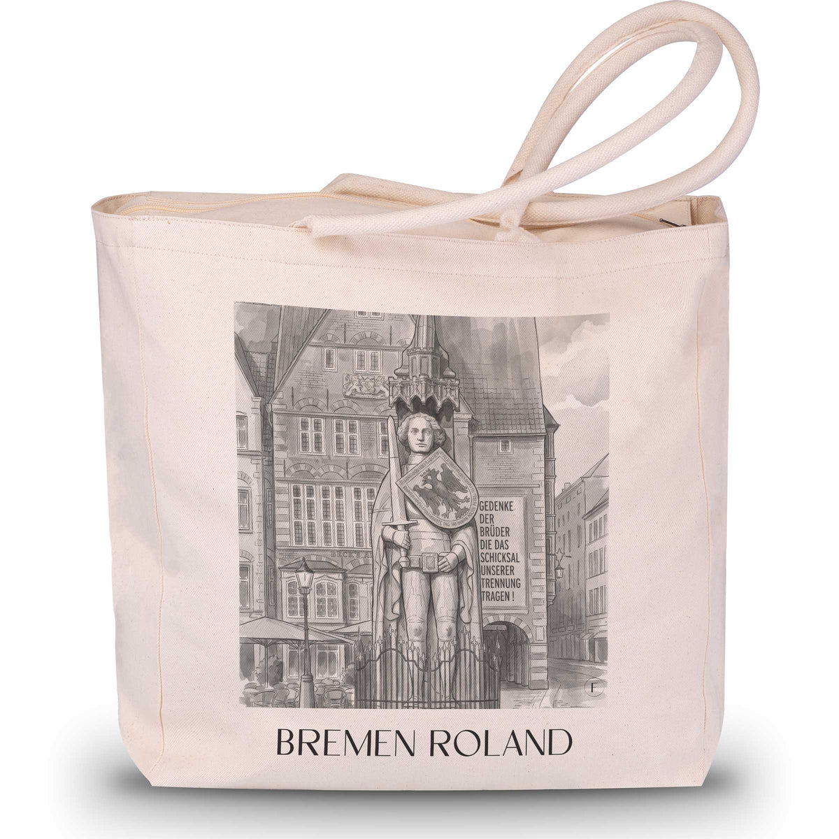 Bremer Roland - Deutschland Tote Bag - Einkaufstasche im Aquarell Schwarz-Weiß Stil - favplace