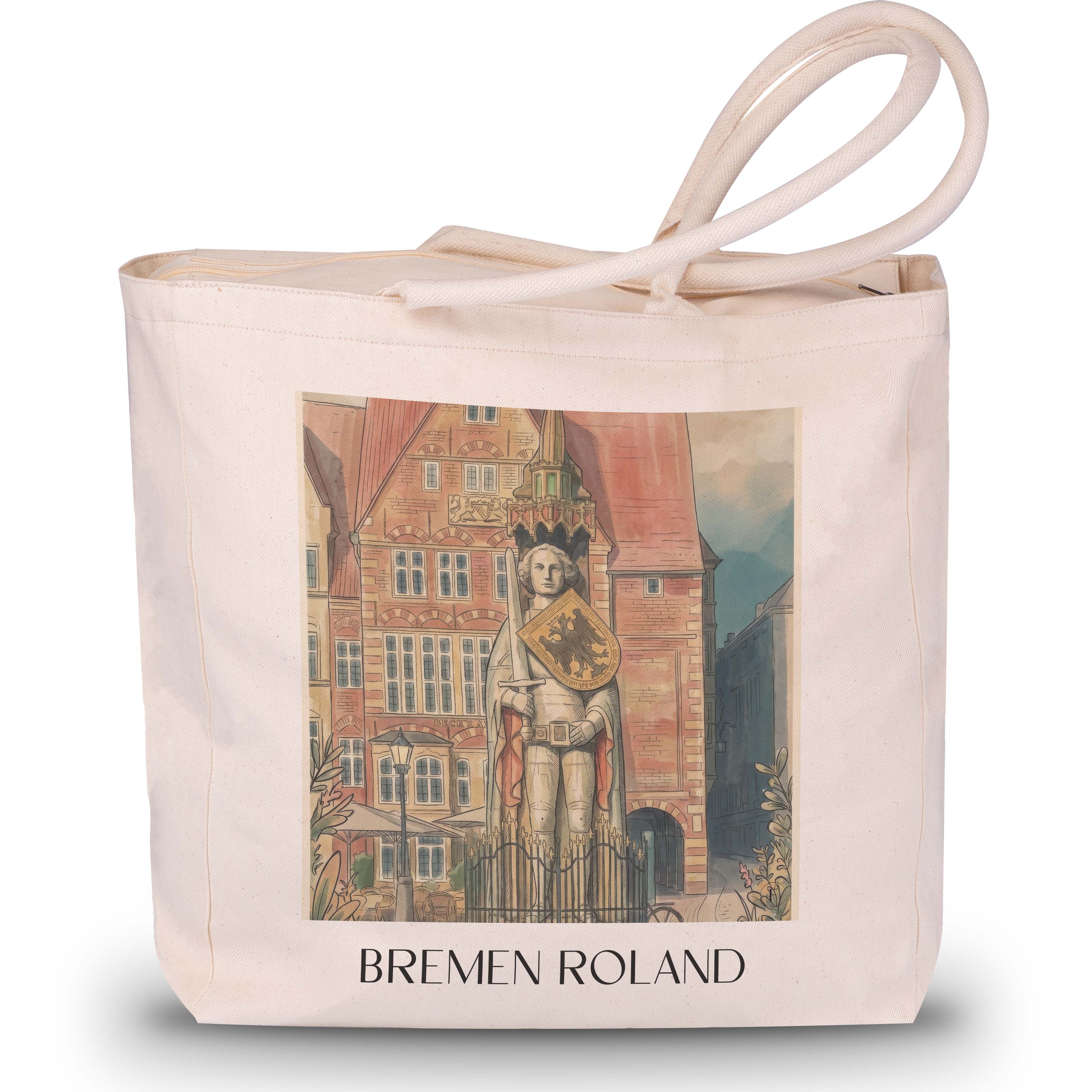 Bremer Roland - Deutschland Tote Bag - Einkaufstasche im Aquarell Stil - favplace