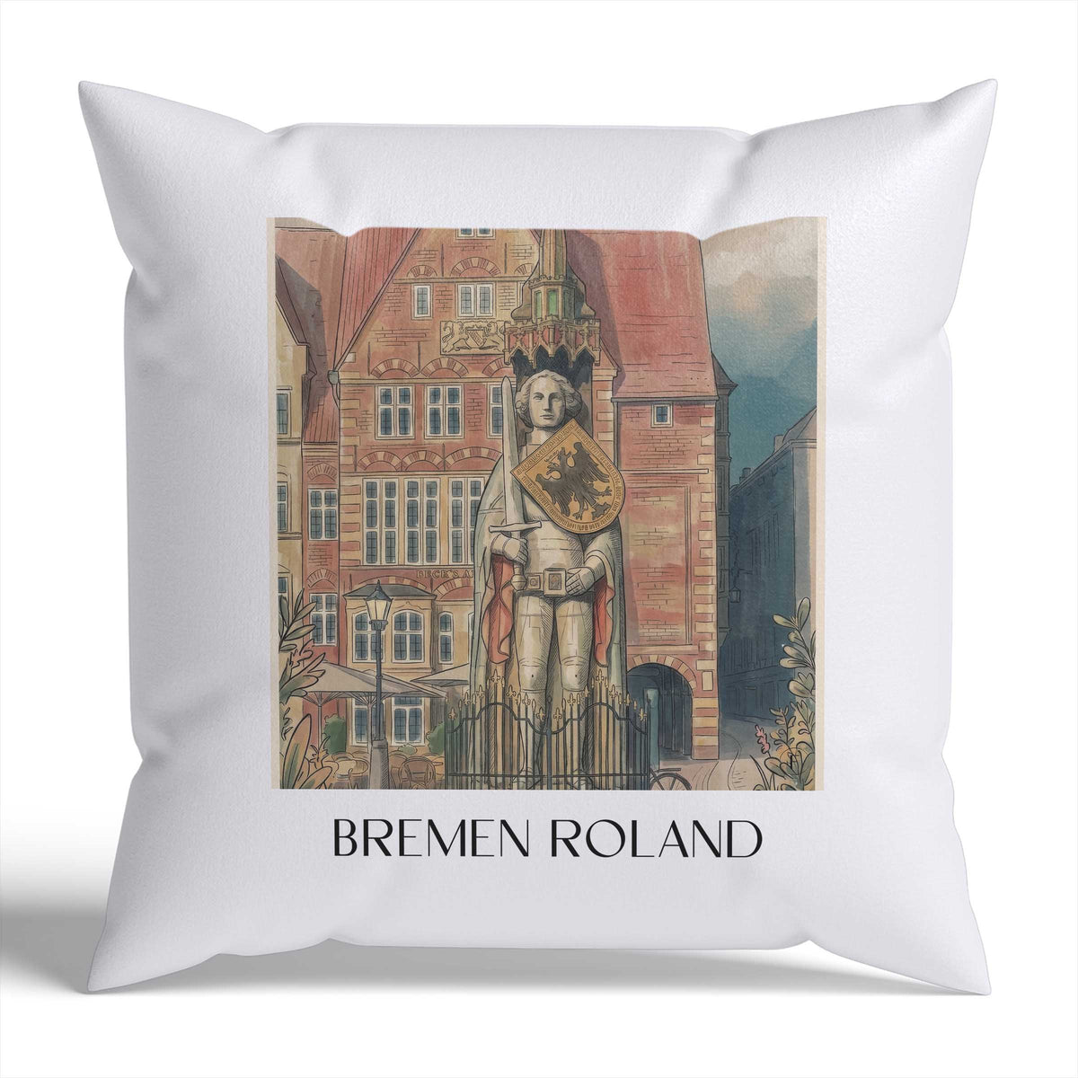 Bremer Roland Kissenhülle - Zierkissen Bezug - Deutschland - Deutschland Kissen bzw. Kissenbezug im Aquarell Stil - favplace