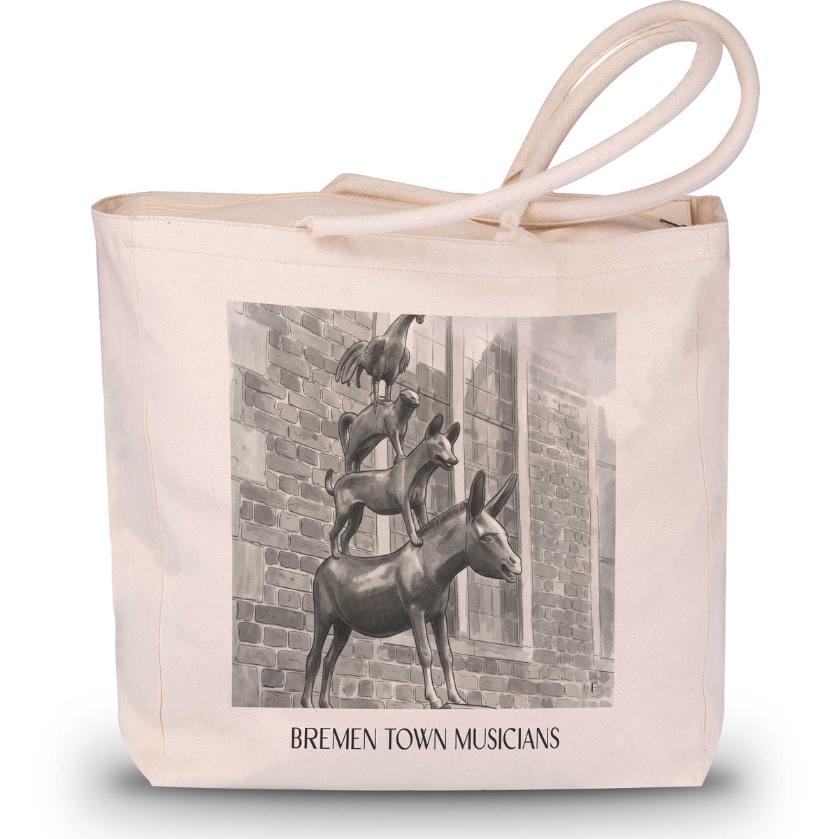 Bremer Stadtmuskanten - Deutschland Tote Bag - Einkaufstasche im Aquarell Schwarz-Weiß Stil - favplace