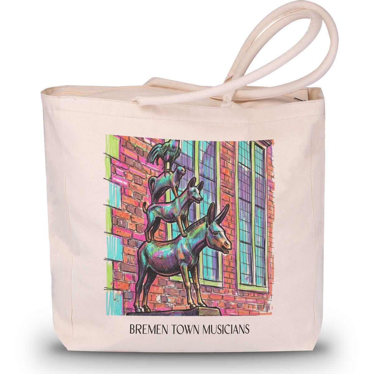 Bremer Stadtmuskanten - Deutschland Tote Bag - Einkaufstasche im Tag Graffiti Stil - favplace