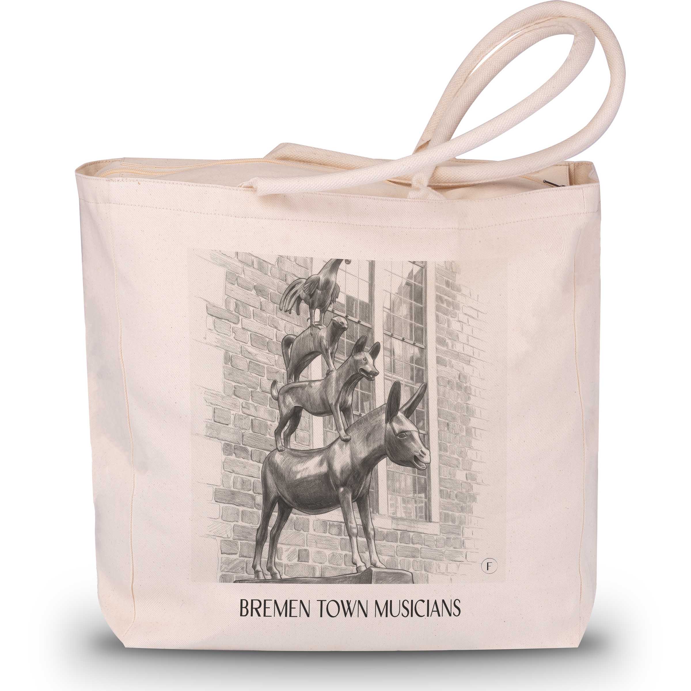 Bremen Town Musicians - Germany Tote Bag - Drawing Style Shopping Bag