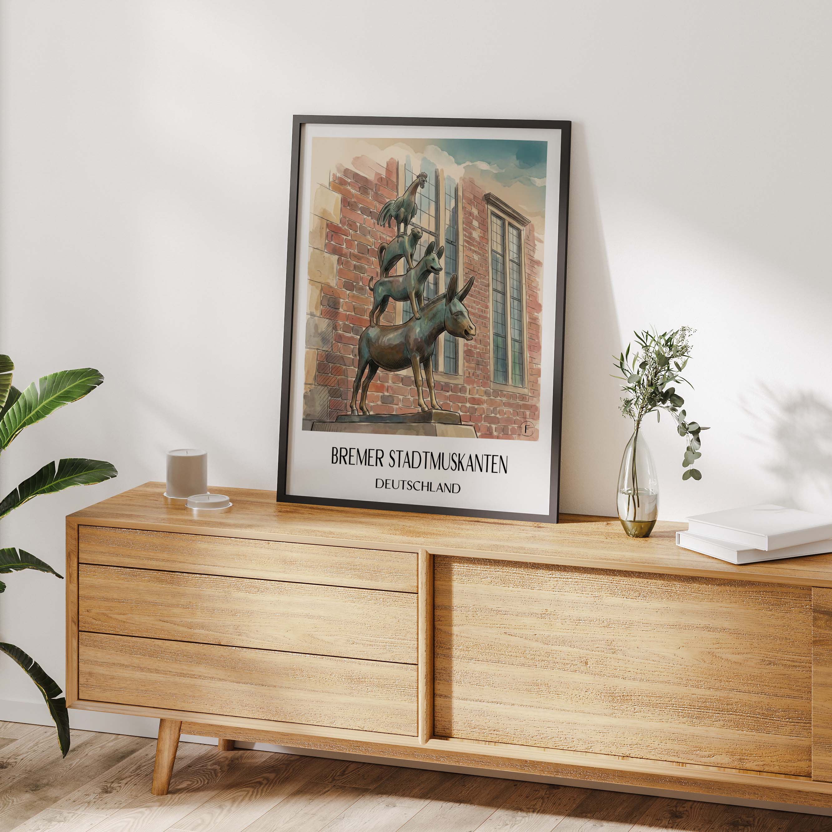 bremer-stadtmuskanten-deutschland-poster-aquarell