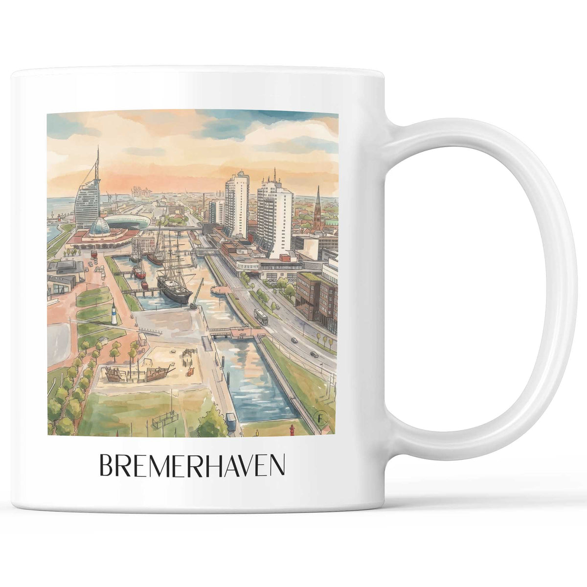 Bremerhaven - Deutschland Becher - Kaffeetasse im Aquarell Stil - favplace