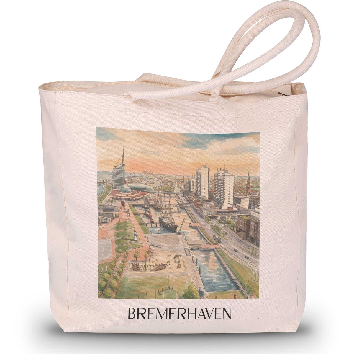 bremerhaven-deutschland-einkaufstasche-aquarell
