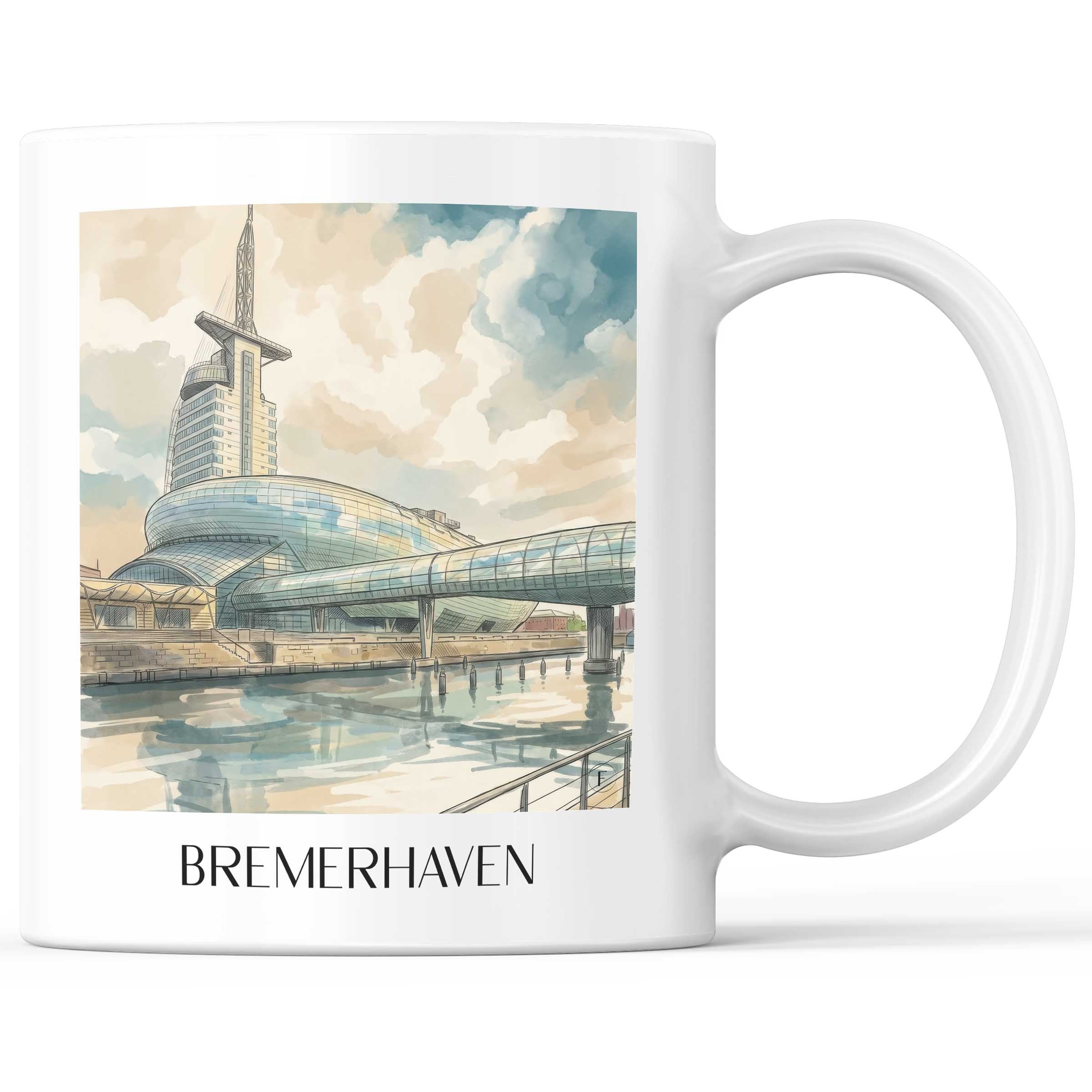 Bremerhaven Kaffeebecher - Bremen - Deutschland Becher - Kaffeetasse im Aquarell Stil - favplace