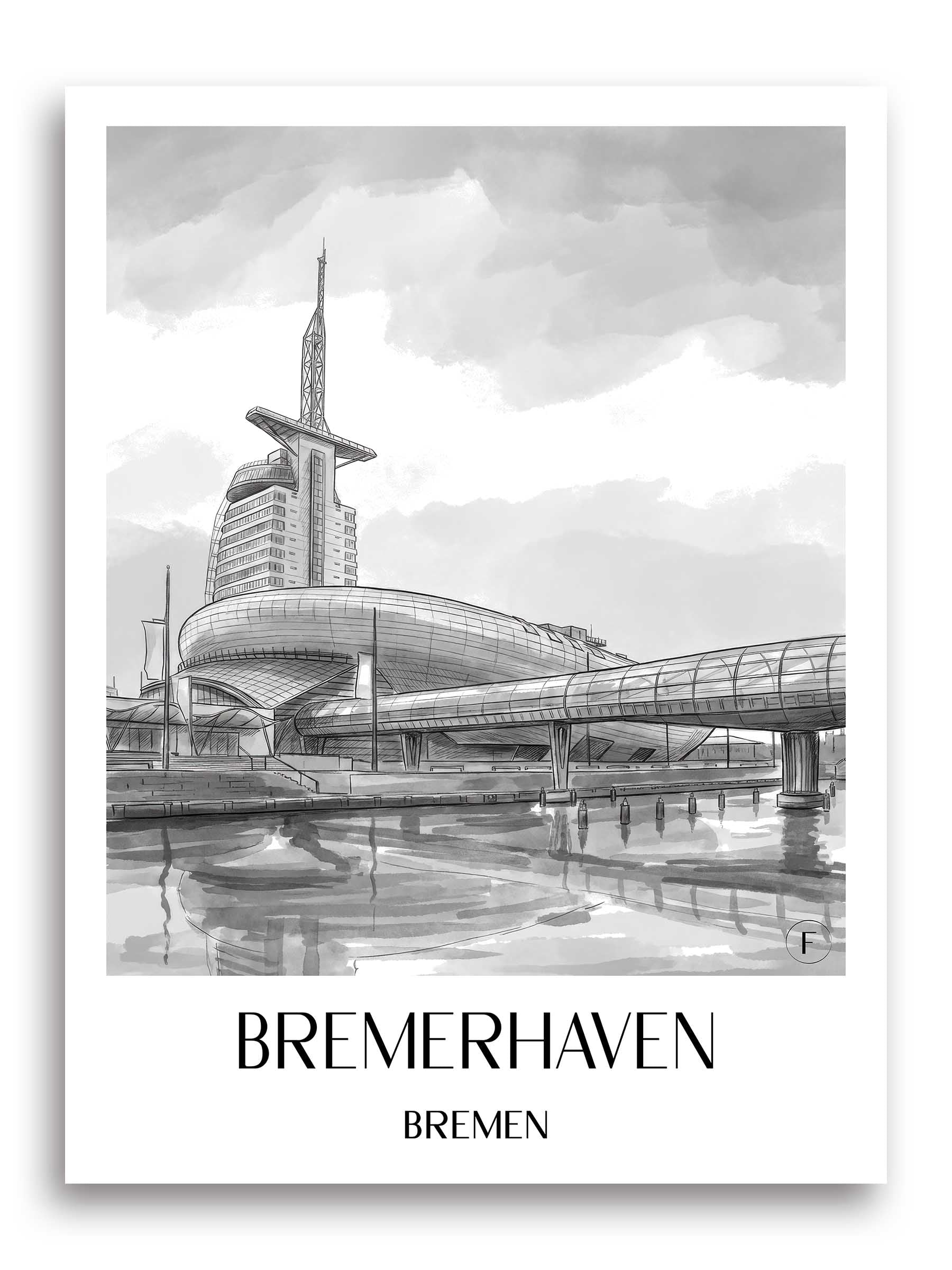 bremerhaven-bremen-deutschland-poster-aquarell-schwarz-weiss