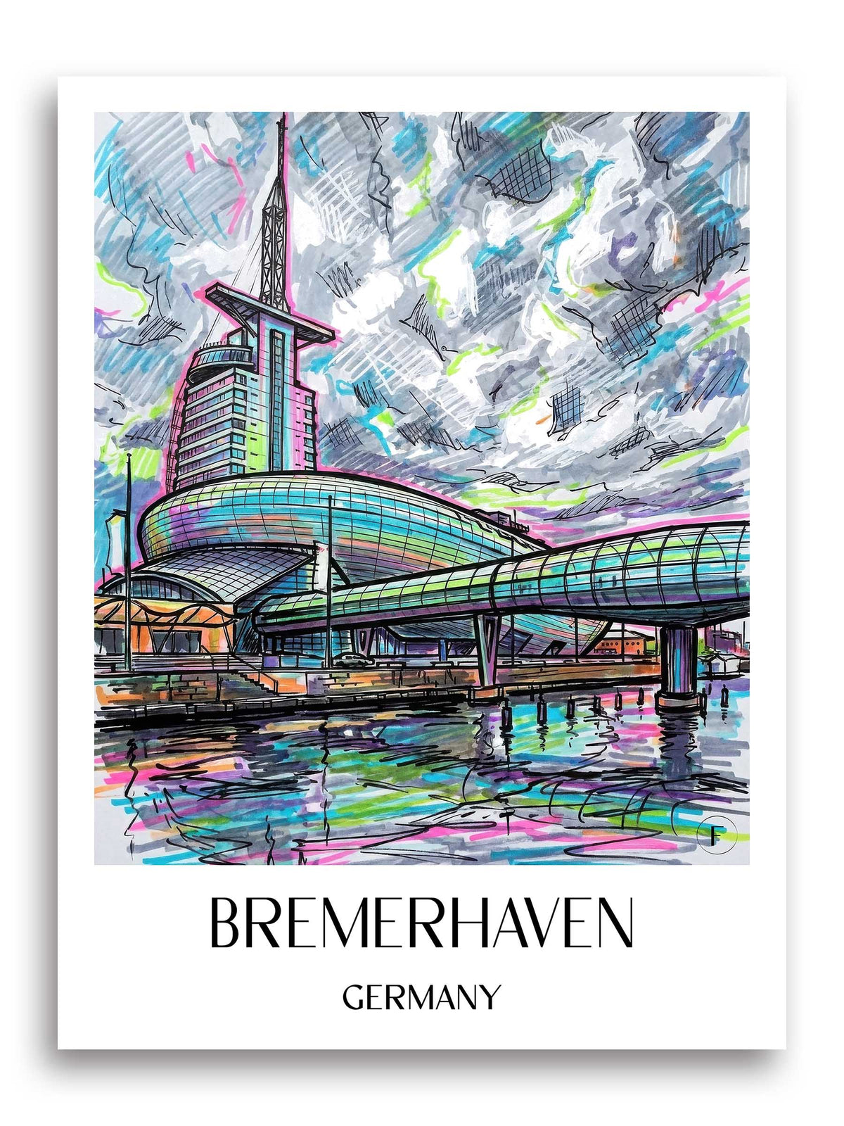 Bremerhaven Poster - Bremen - Deutschland Kunstdruck - Tag Graffiti von A4 bis A1 - favplace