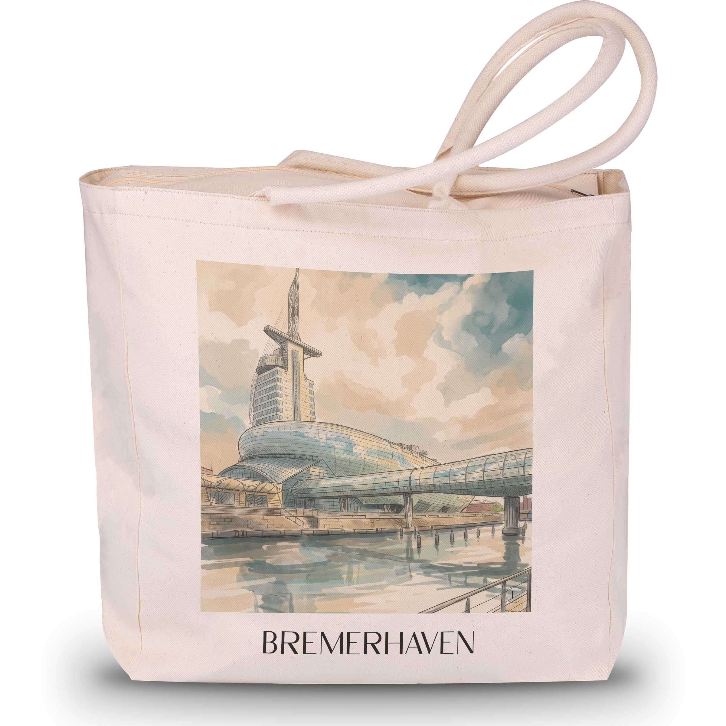 Bremerhaven Shopping Tasche - Bremen - Deutschland Tote Bag - Einkaufstasche im Aquarell Stil - favplace
