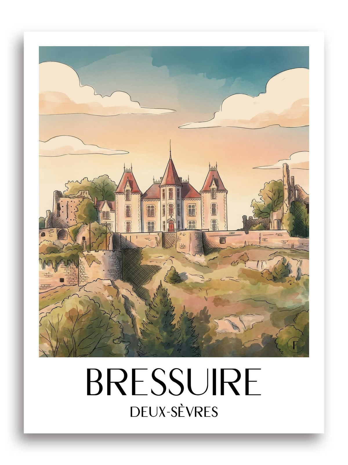 bressuire-deux-sèvres-frankreich-poster-aquarell