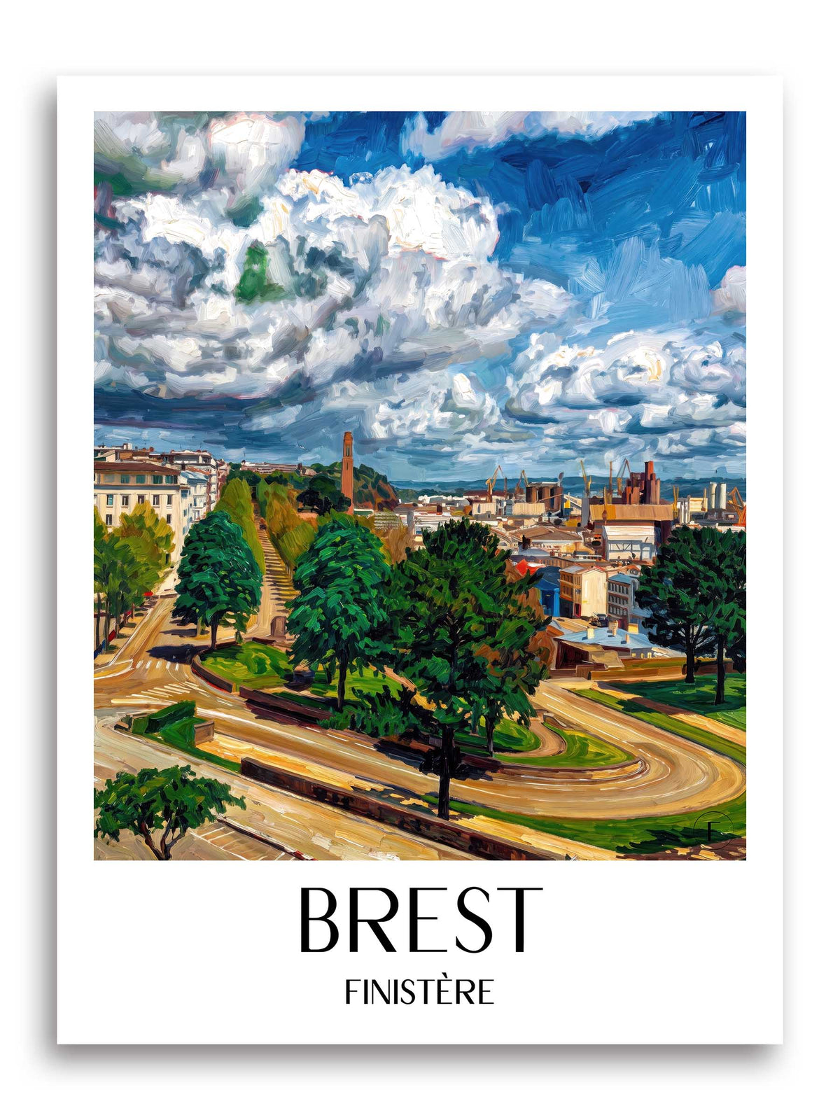 Brest Poster - Finistère - Frankreich Kunstdruck - Ölgemälde von A4 bis A1 - favplace