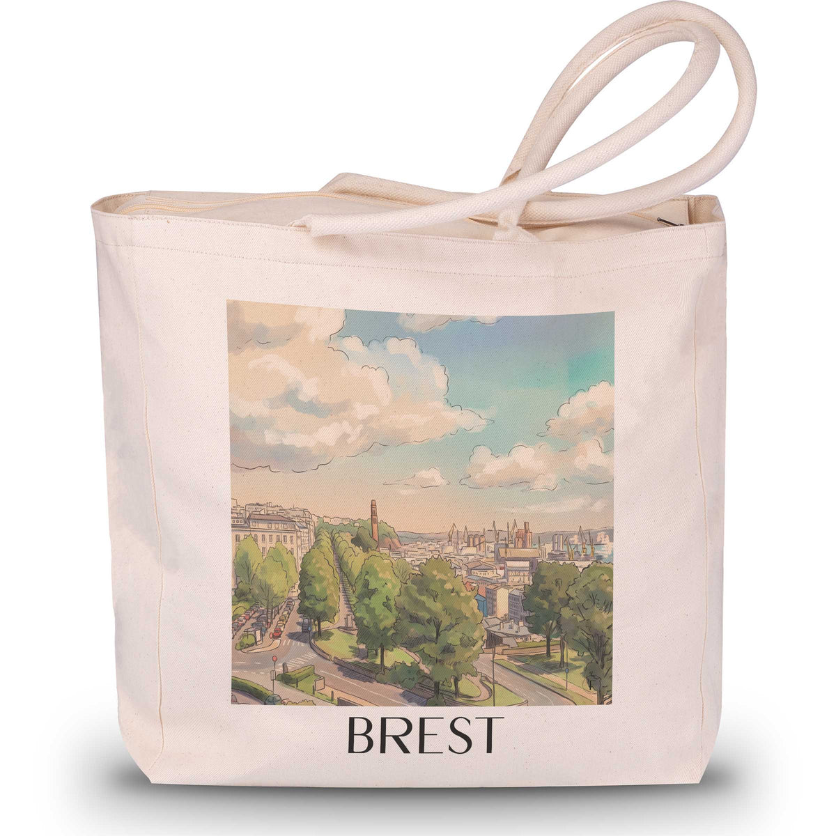 Brest Shopping Tasche - Finistère - Frankreich Tote Bag - Einkaufstasche im Aquarell Stil - favplace