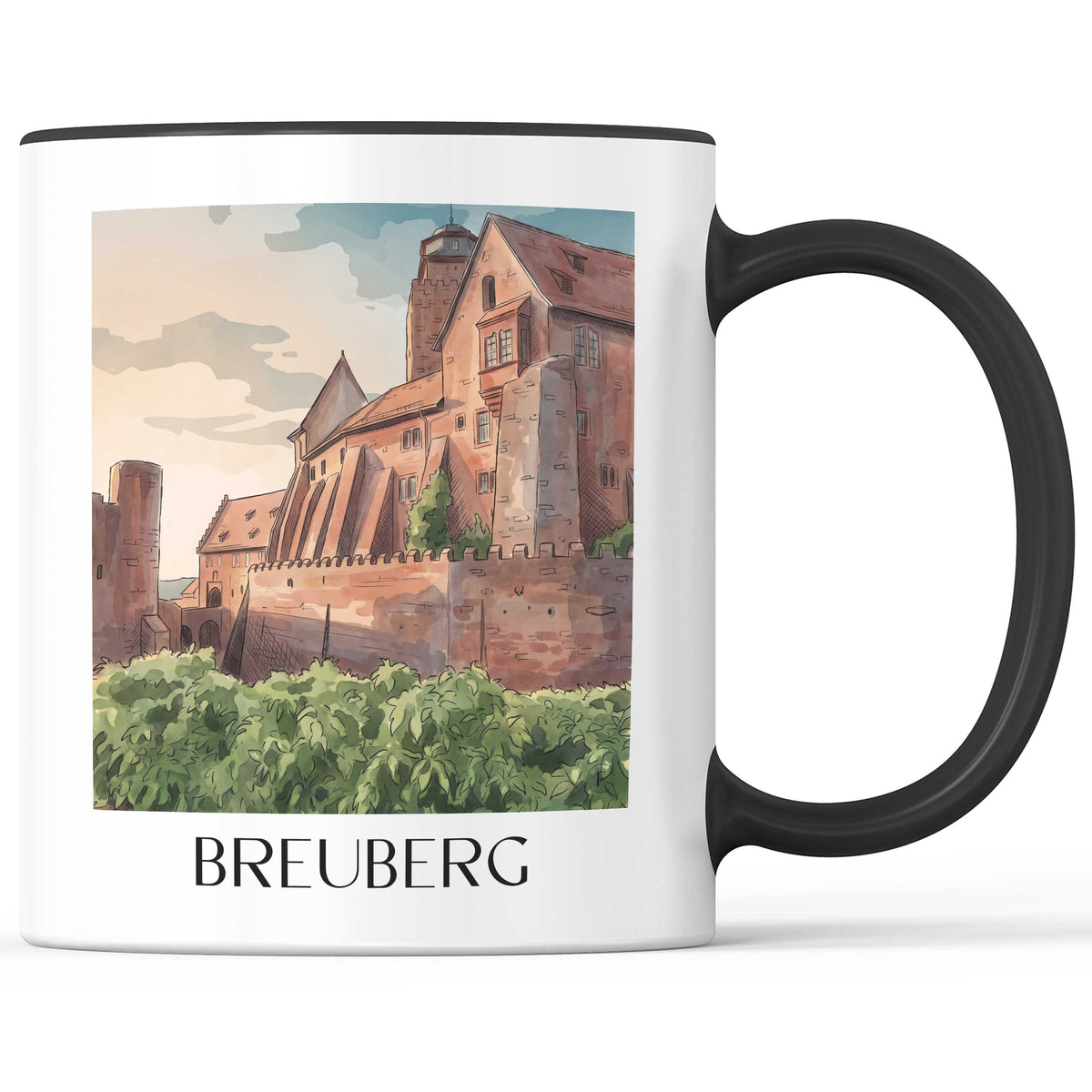 Breuberg Kaffeebecher - Odenwald - Deutschland Becher - Kaffeetasse im Aquarell Stil
