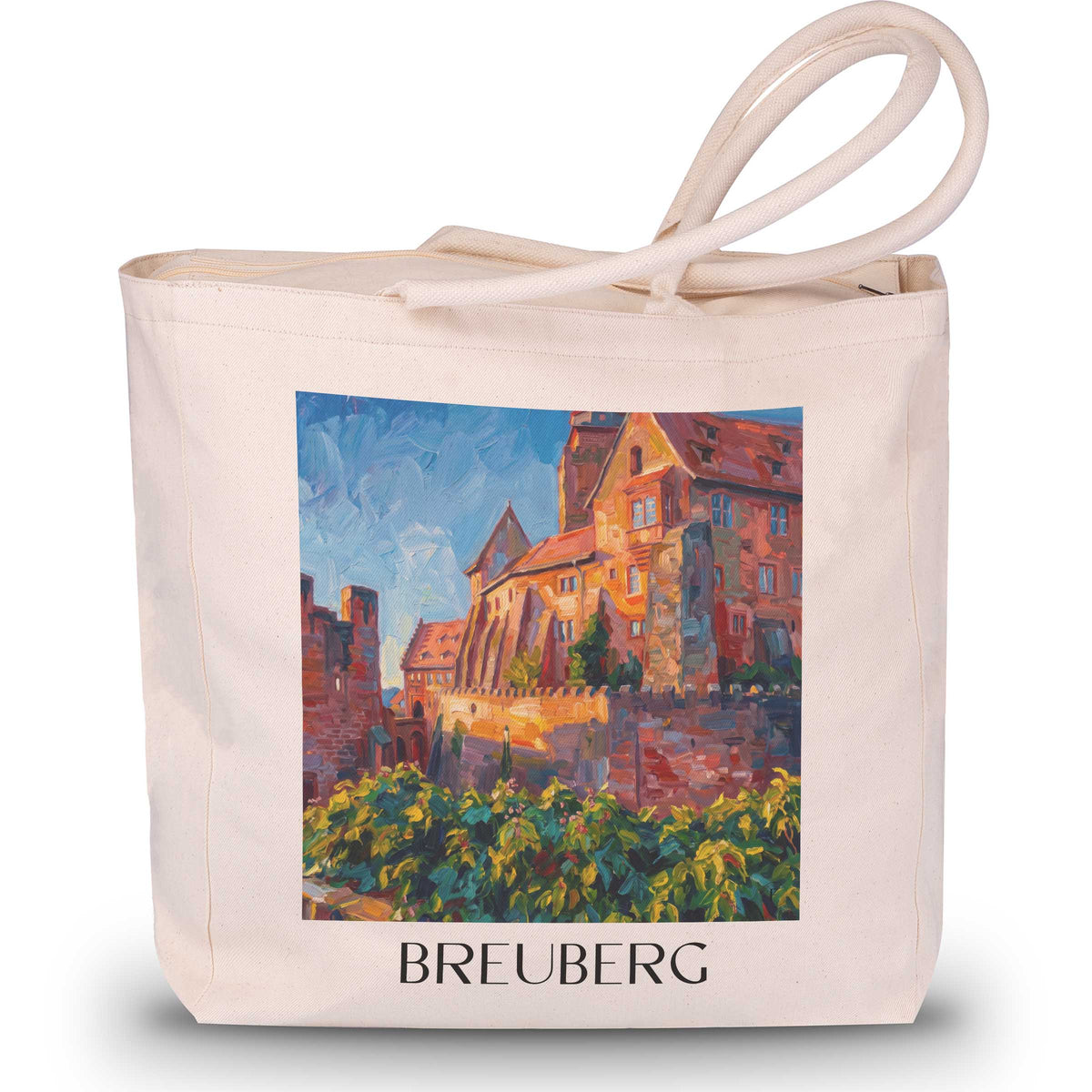Breuberg Shopping Tasche - Odenwald - Deutschland Tote Bag - Einkaufstasche im Ölgemälde Stil - favplace