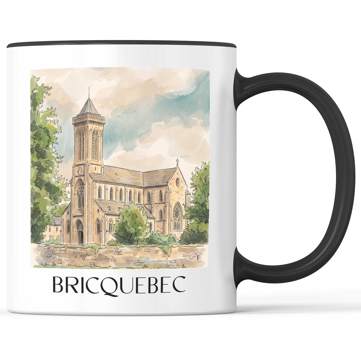 bricquebec-cotentin-frankreich-kaffeebecher-aquarell