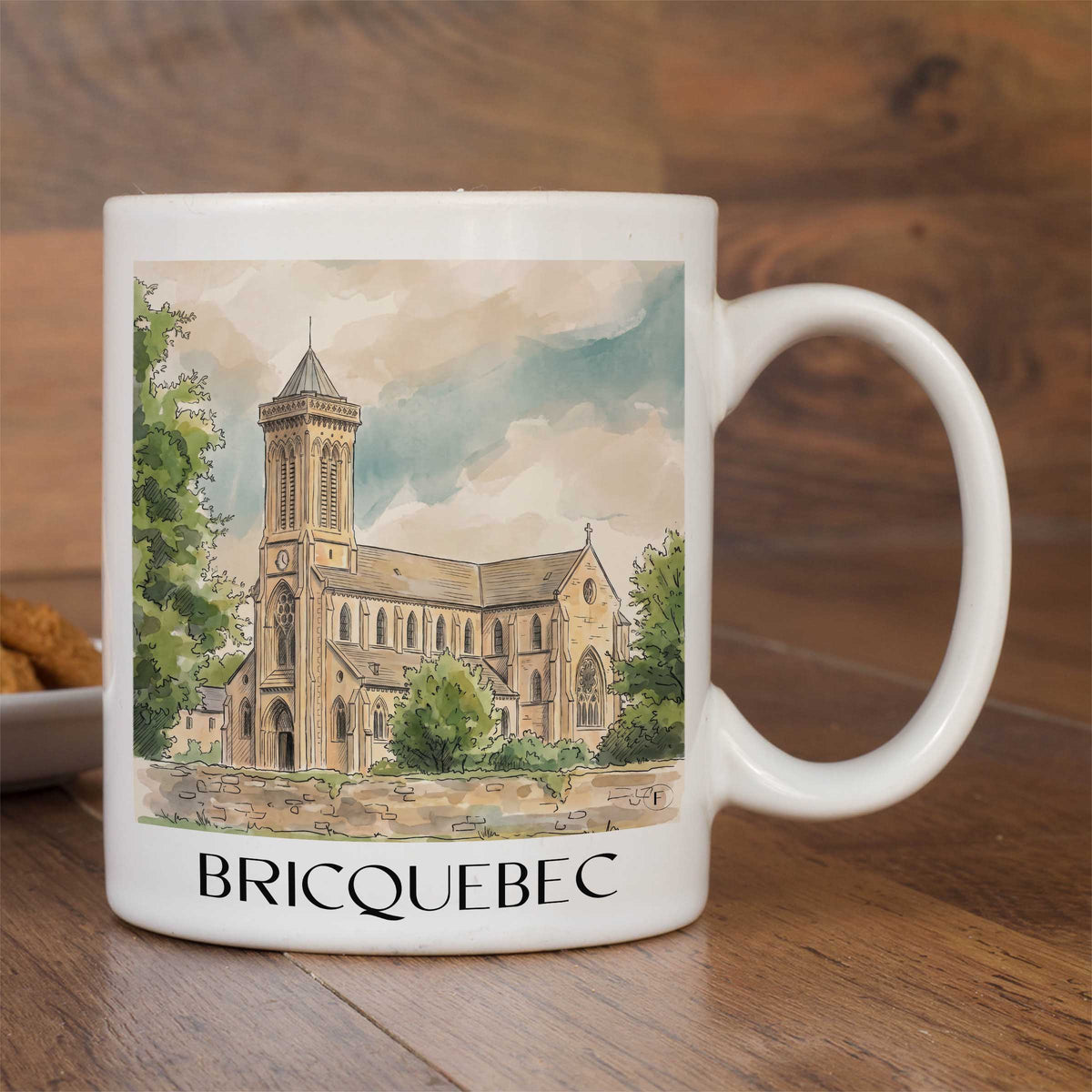 bricquebec-cotentin-frankreich-kaffeebecher-aquarell
