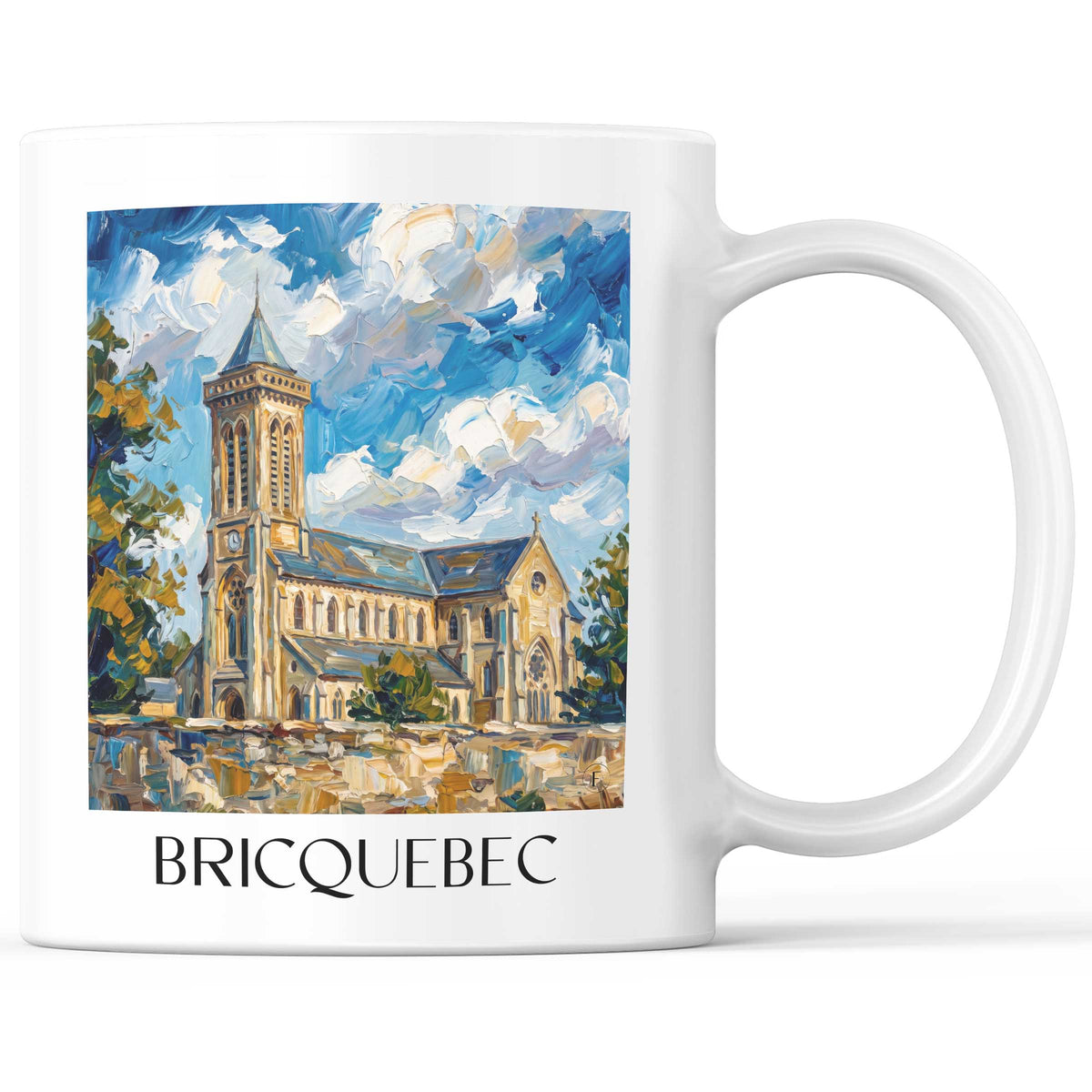 Bricquebec Kaffeebecher - Cotentin - Frankreich Becher - Kaffeetasse im Ölgemälde Stil