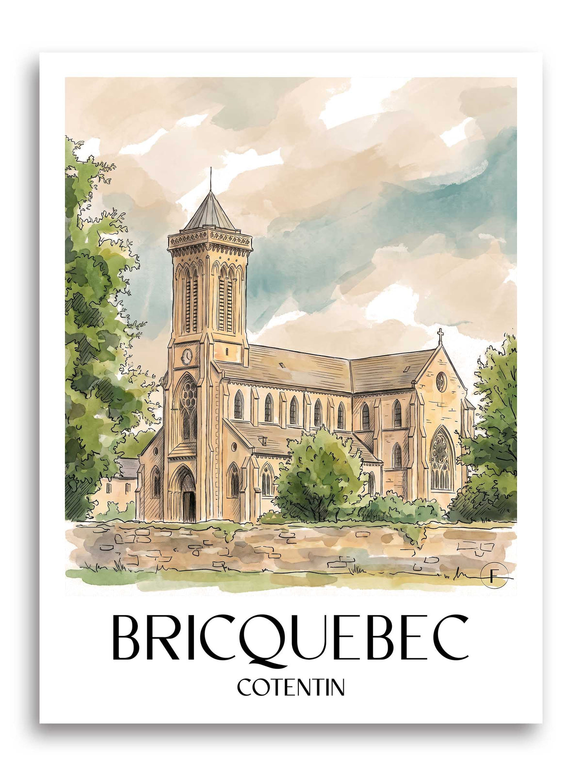 Bricquebec Poster - Cotentin - Frankreich Kunstdruck - Aquarell von A4 bis A1 - favplace