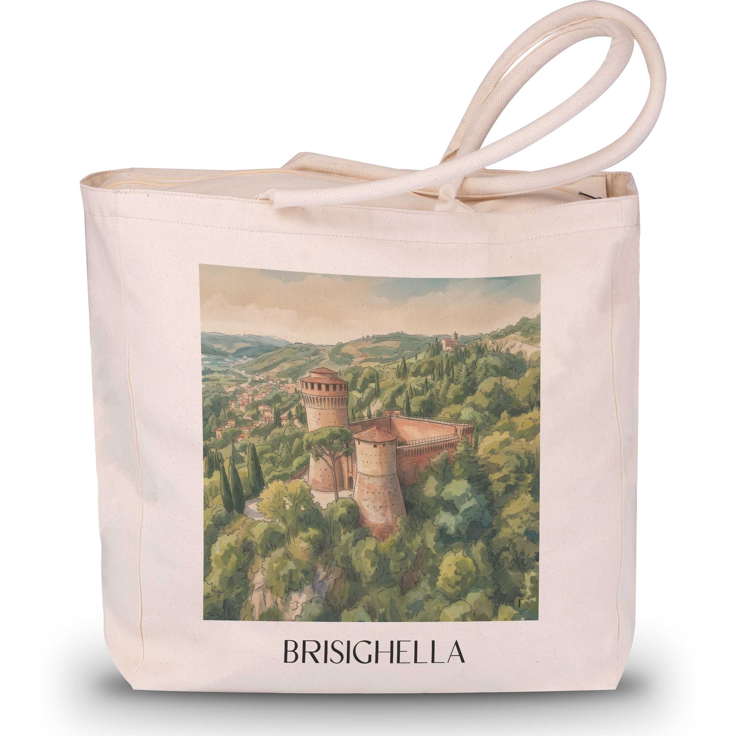 Brisighella Shopping Tasche - Emilia-Romagna - Italien Tote Bag - Einkaufstasche im Aquarell Stil - favplace