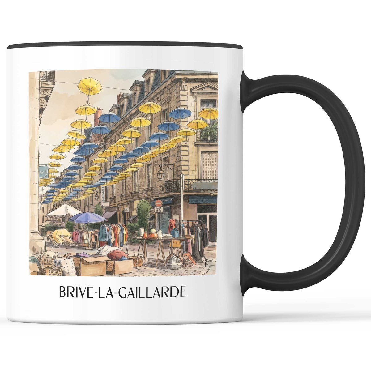 brive-la-gaillarde-corrèze-frankreich-kaffeebecher-aquarell
