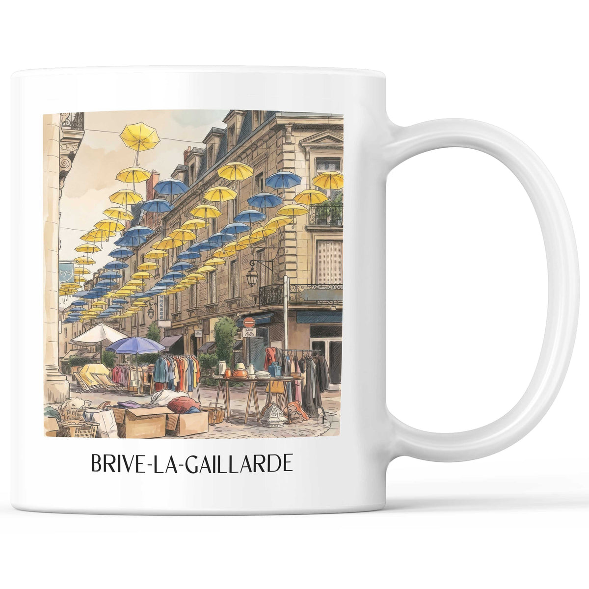 Brive-la-Gaillarde Kaffeebecher - Corrèze - Frankreich Becher - Kaffeetasse im Aquarell Stil - favplace