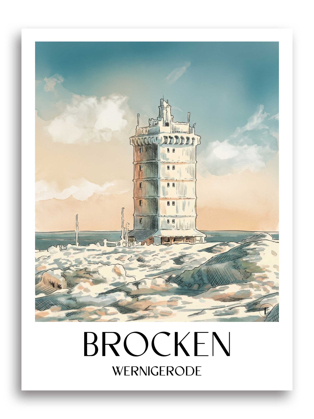 Brocken Poster - Wernigerode - Deutschland Kunstdruck - Aquarell von A4 bis A1 - favplace