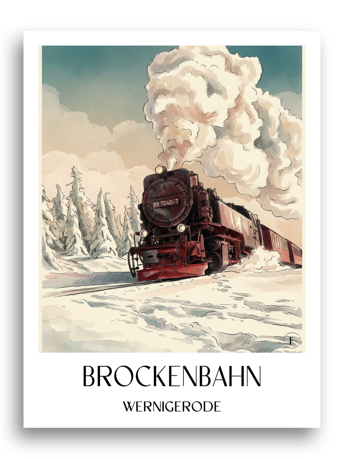 brockenbahn-wernigerode-deutschland-poster-aquarell