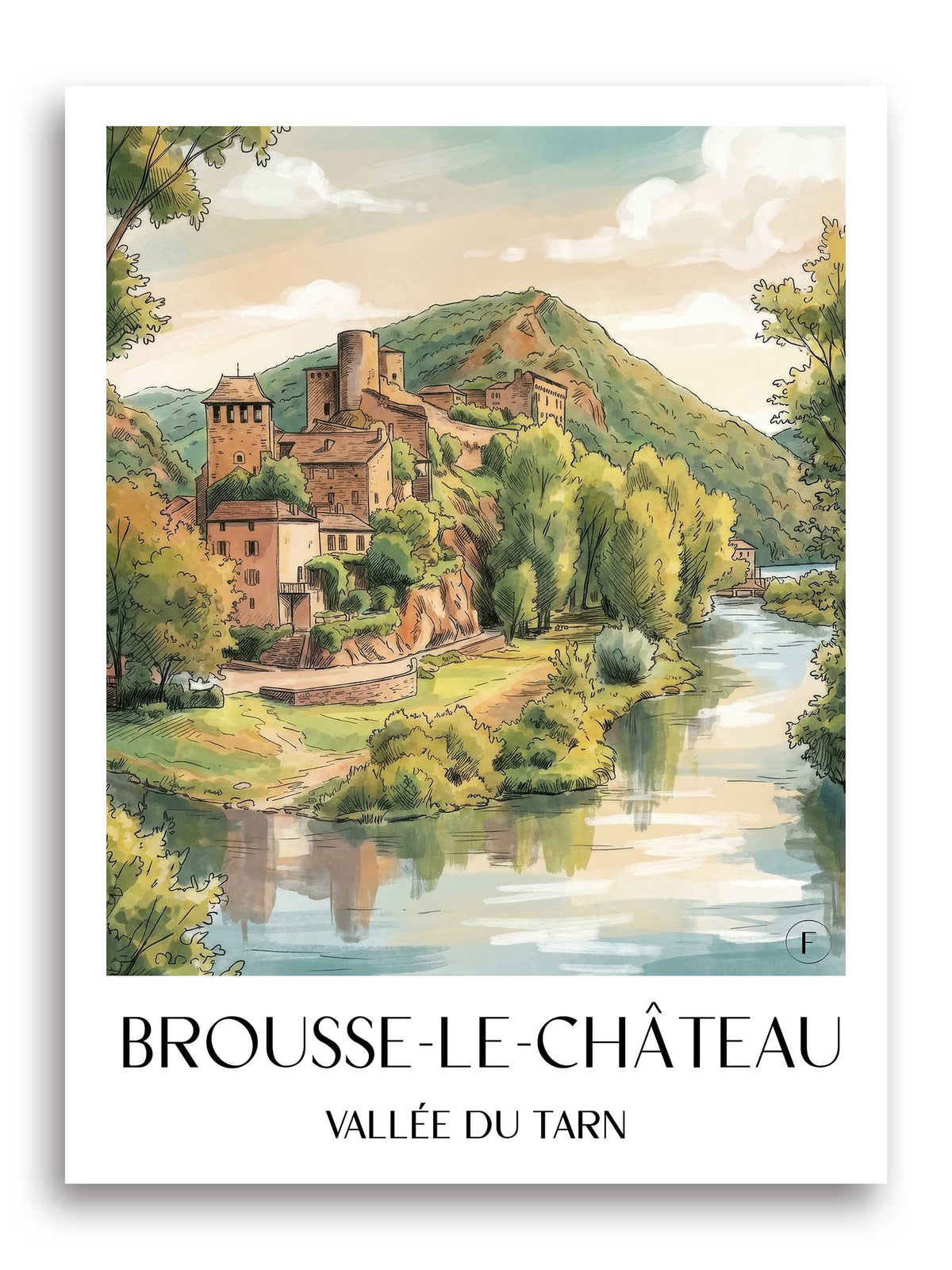 brousse-le-château-vallée-du-tarn-frankreich-poster-aquarell
