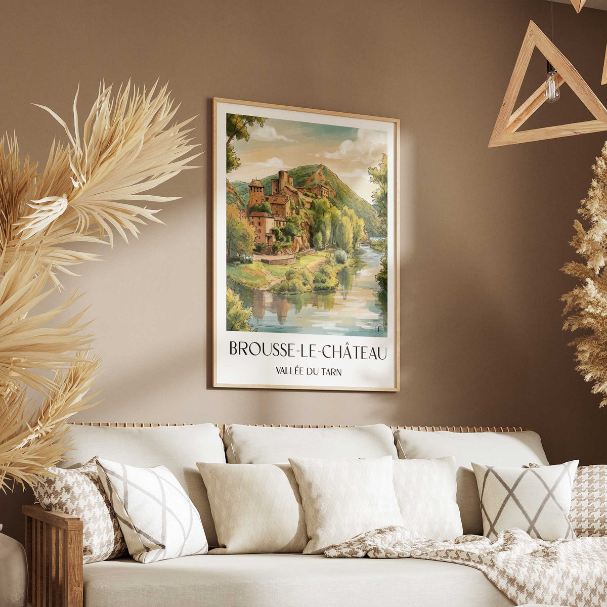 brousse-le-château-vallée-du-tarn-frankreich-poster-aquarell