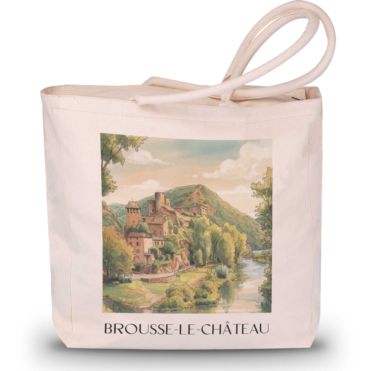 Brousse-le-Château Shopping Tasche - Vallée du Tarn - Frankreich Tote Bag - Einkaufstasche im Aquarell Stil - favplace