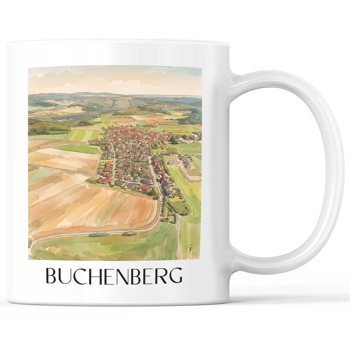 Buchenberg Kaffeebecher - Vöhl - Deutschland Becher - Kaffeetasse im Aquarell Stil - favplace