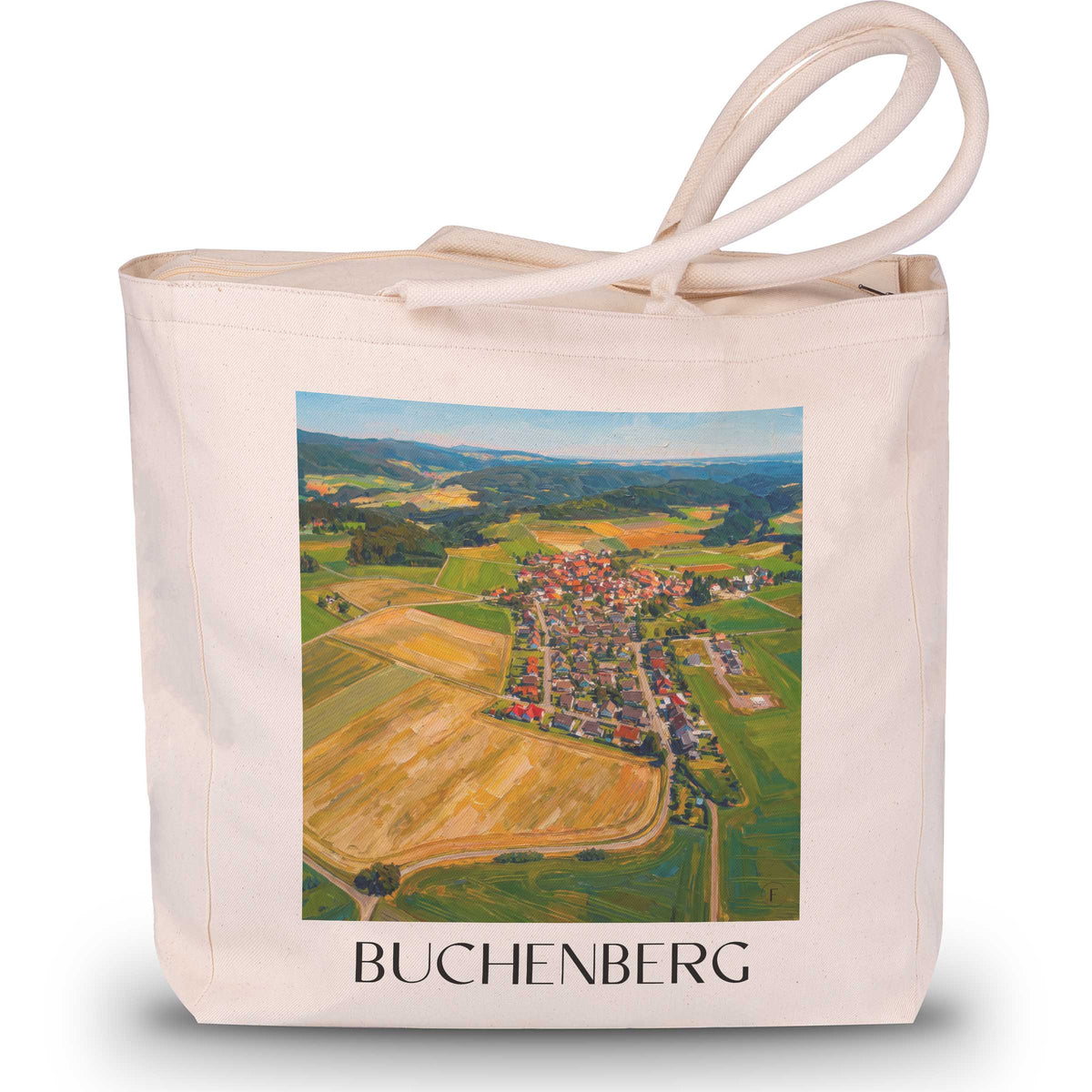 Buchenberg Shopping Tasche - Vöhl - Deutschland Tote Bag - Einkaufstasche im Ölgemälde Stil - favplace