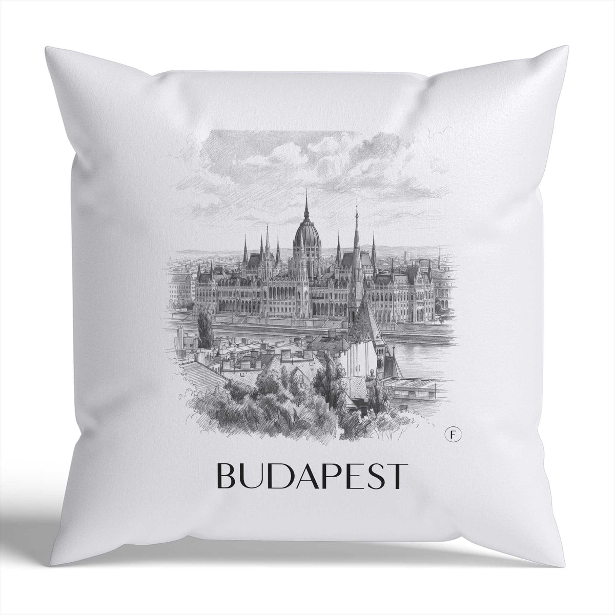 Budapest Kissenhülle - Zierkissen Bezug - Ungarn - Ungarn Kissen bzw. Kissenbezug im Zeichnung Stil - favplace