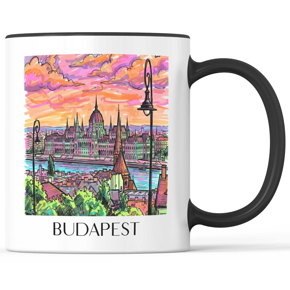 Budapest - Ungarn Becher - Kaffeetasse im Tag Graffiti Stil - favplace