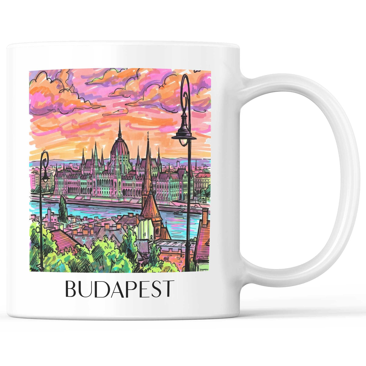 Budapest - Ungarn Becher - Kaffeetasse im Tag Graffiti Stil - favplace