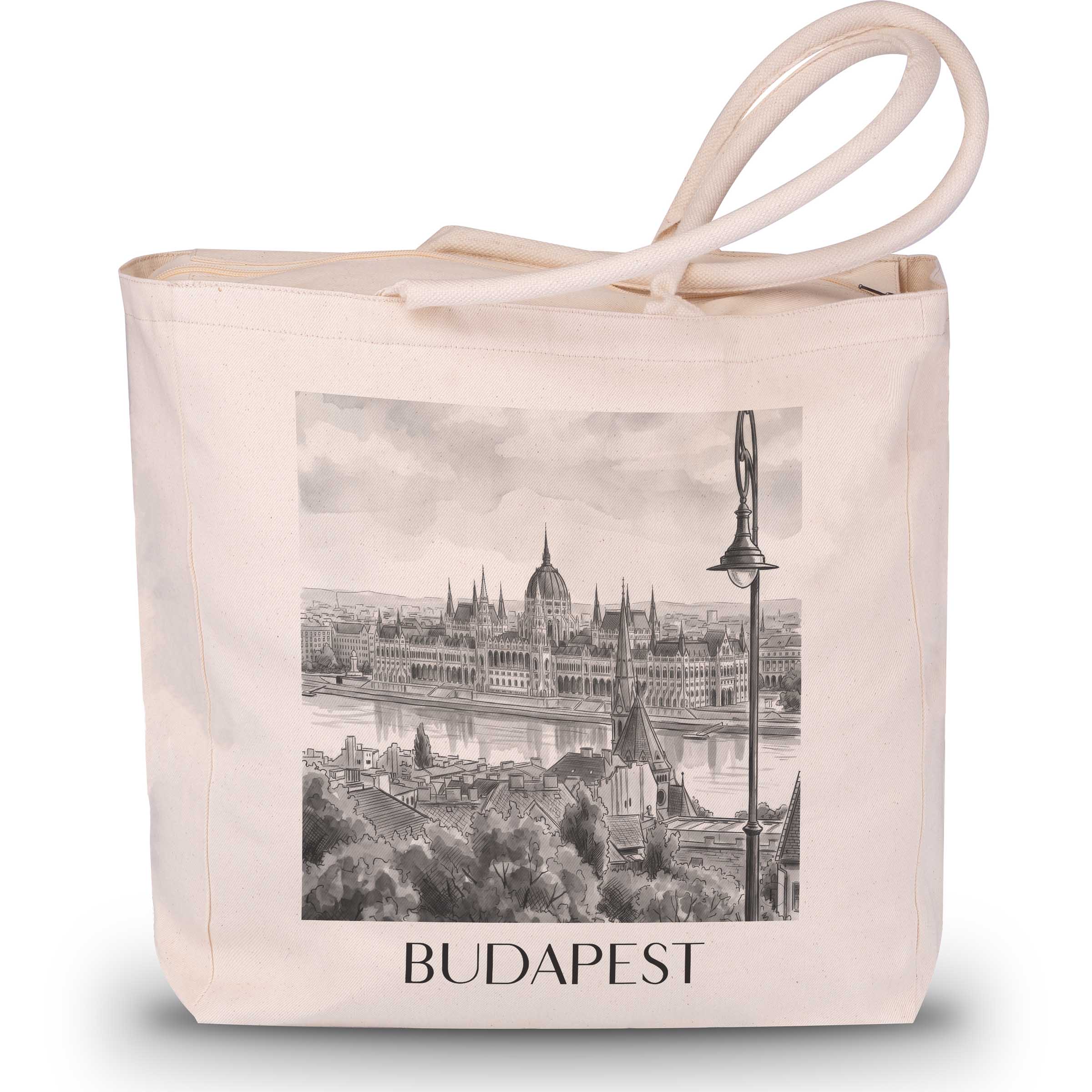 budapest-ungarn-einkaufstasche-aquarell-schwarz-weiss