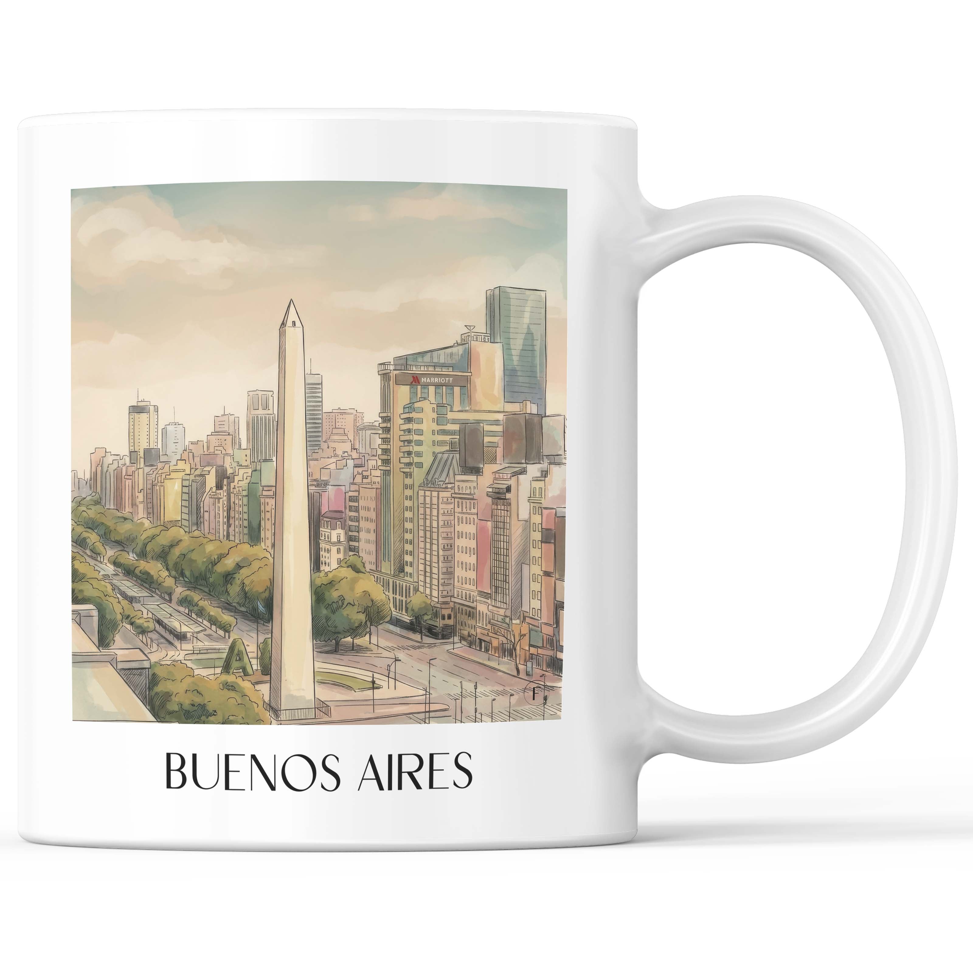 Buenos Aires - Argentinien Becher - Kaffeetasse im Aquarell Stil - favplace