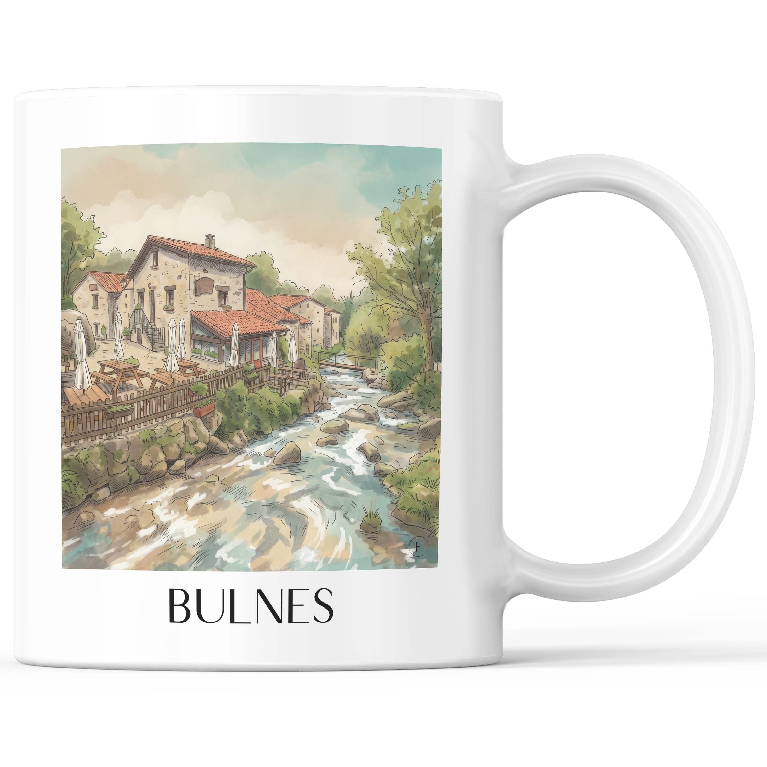 Bulnes Kaffeebecher - Cabrales - Spanien Becher - Kaffeetasse im Aquarell Stil - favplace