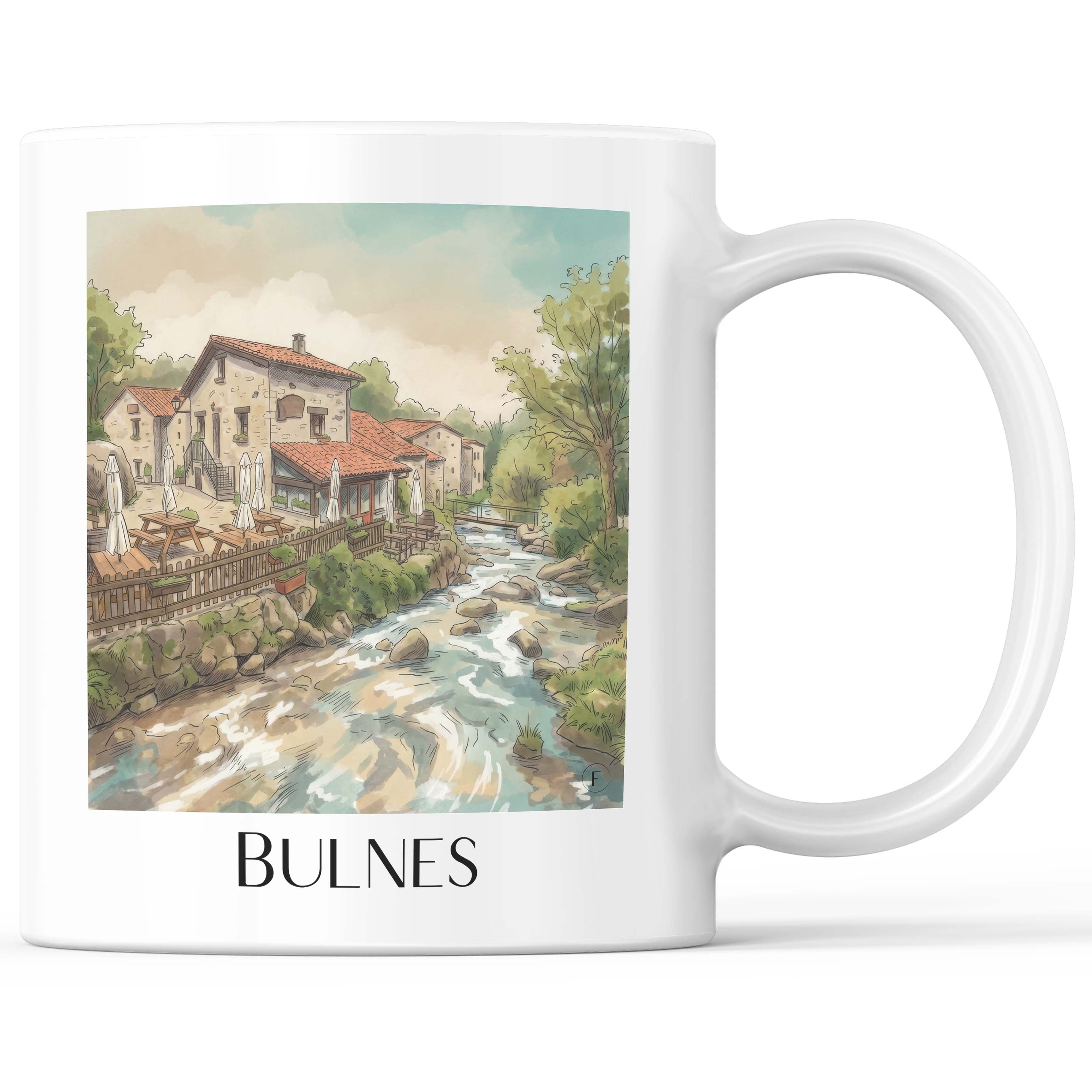 Bulnes Kaffeebecher - Cabrales - Spanien Becher - Kaffeetasse im Aquarell Stil - favplace