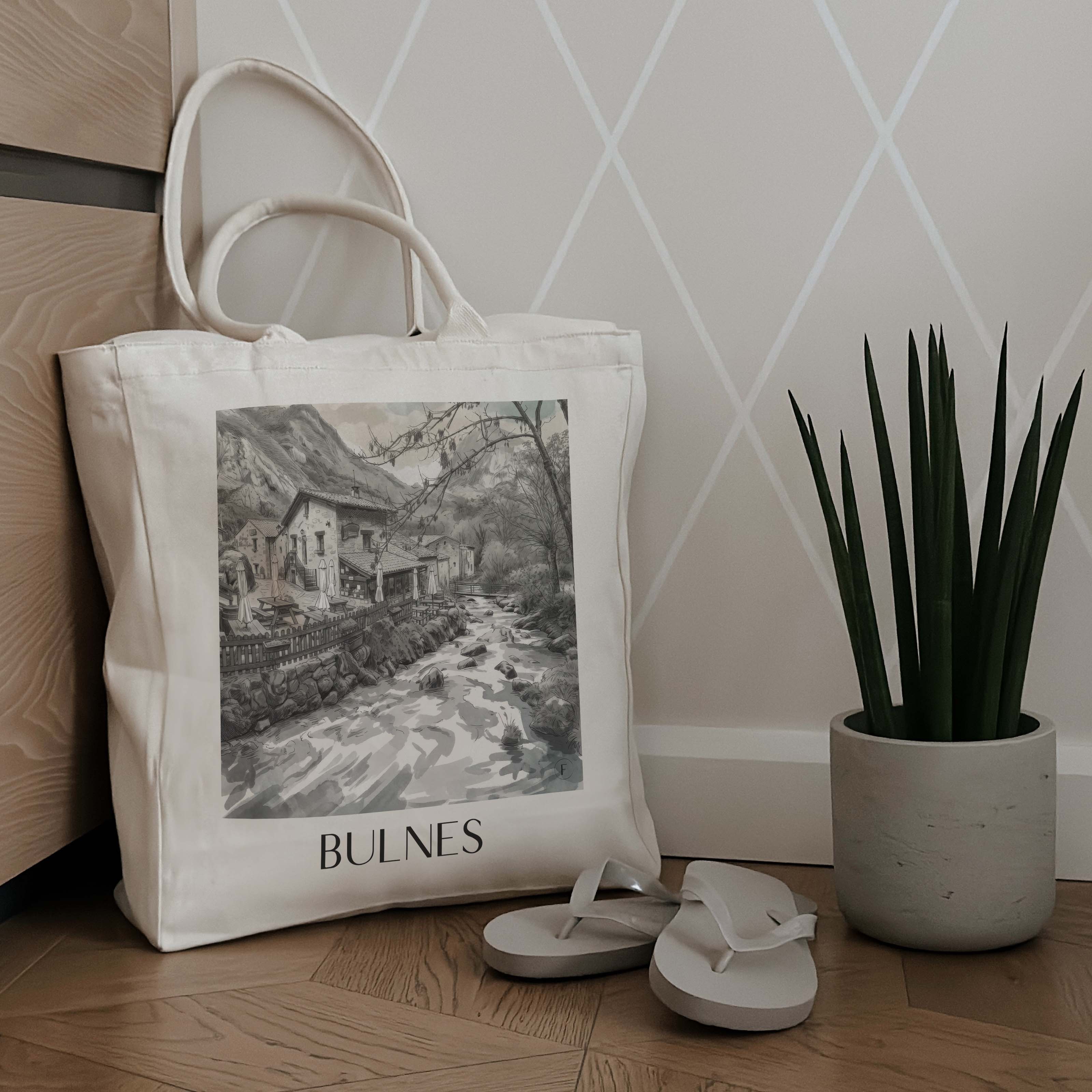 bulnes-cabrales-spanien-einkaufstasche-aquarell-schwarz-weiss