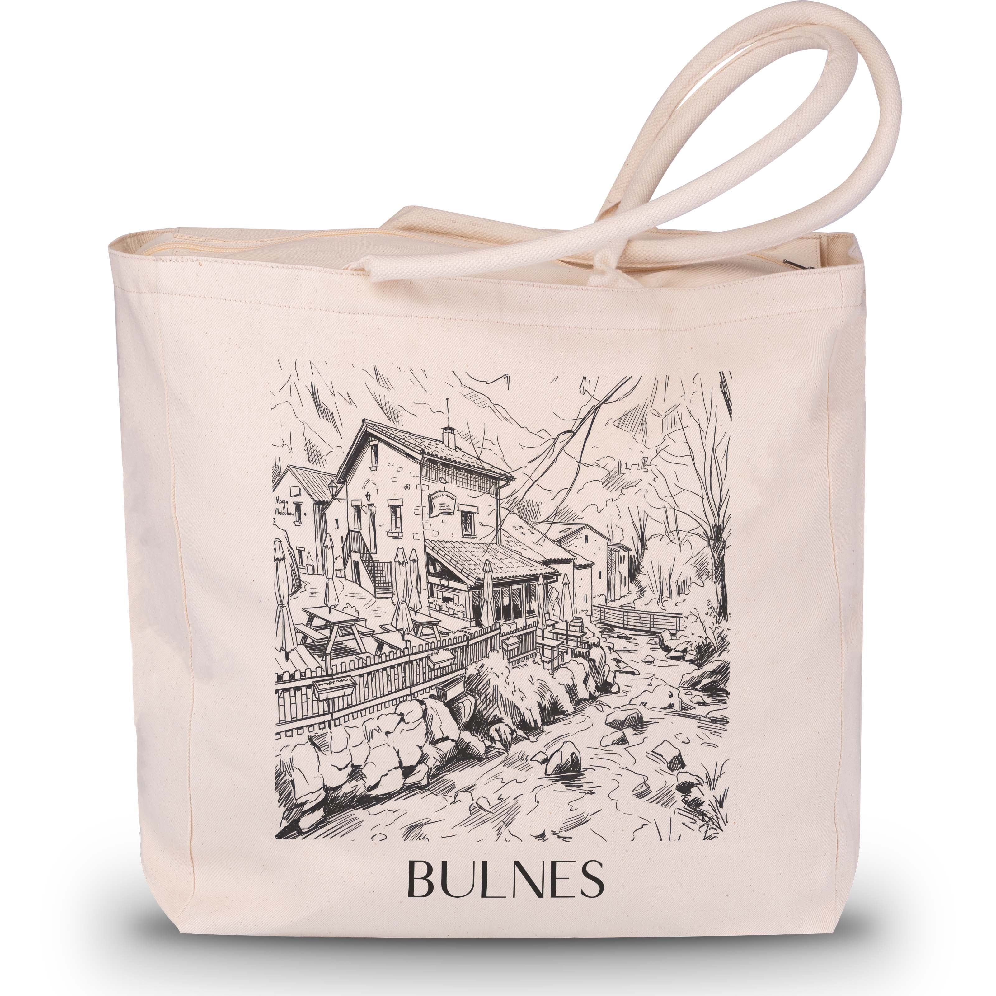 Bulnes Shopping Tasche - Cabrales - Spanien Tote Bag - Einkaufstasche im Skizze Stil - favplace